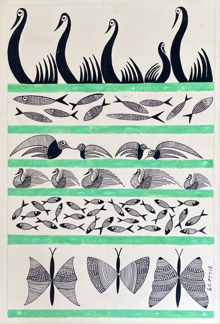 Null 史考特-威尔逊(1888-1972)

鸟类、鱼类和蝴蝶

纸板上的水墨和水粉画

右下方有签名

有框

尺寸：37.8 x 26 cm。14,88&hellip;