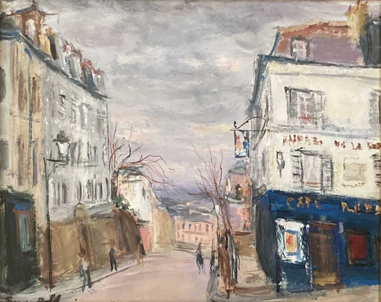 Null Serge BELLONI (1925-2005) 
Rue de Montmartre 
Huile sur carton 
Signée en b&hellip;