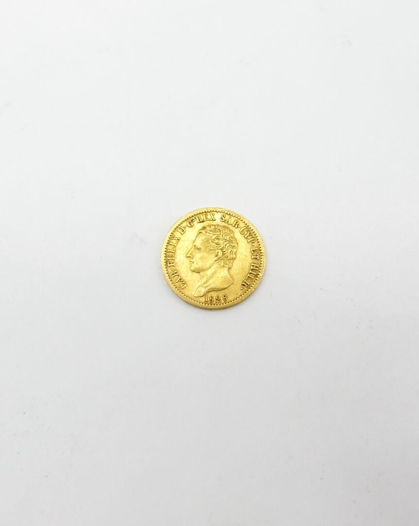 Null 意大利 - 撒丁岛王国 - 1828年 
1枚20里拉金币查尔斯-费利克斯（1821-1831），1828年，铸币厂L（都灵）。
重量：6.42克。 &hellip;