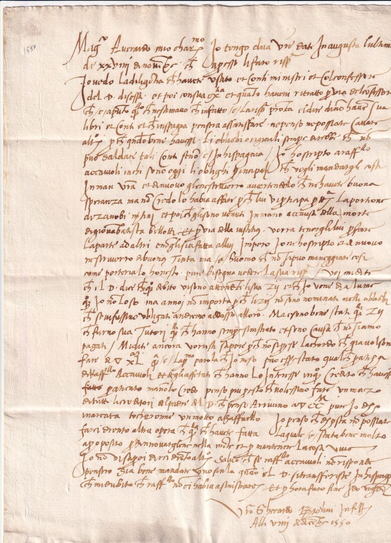 Null XVIe SIÈCLE 
Gherardo (?). L.S. Adressée à Averardo de Médicis (1518-1601),&hellip;