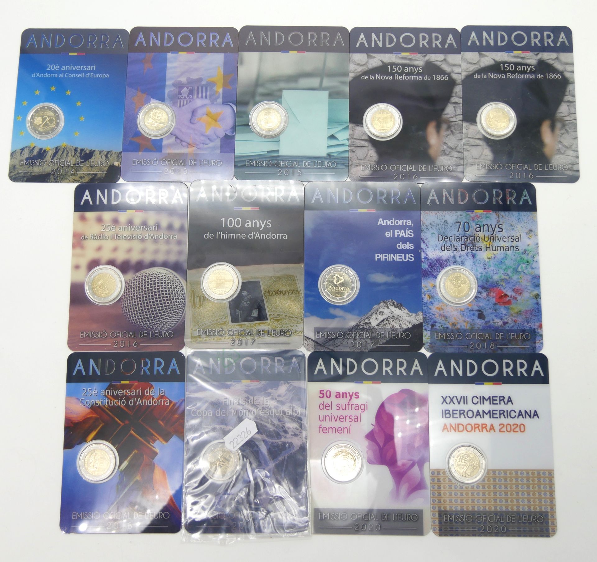 Null NUMISMATICS - ANDORRA -
Set of 13 BU 2 euro coins minted by the Monnaie de &hellip;
