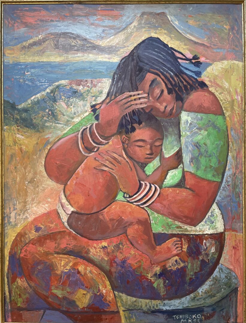 Null TSHIBOKO MPUTU KABONGO (1948) - 刚果 
孕妇 
布面油画 
右下方有签名和日期93 
有框架 
尺寸：76.5 x 5&hellip;