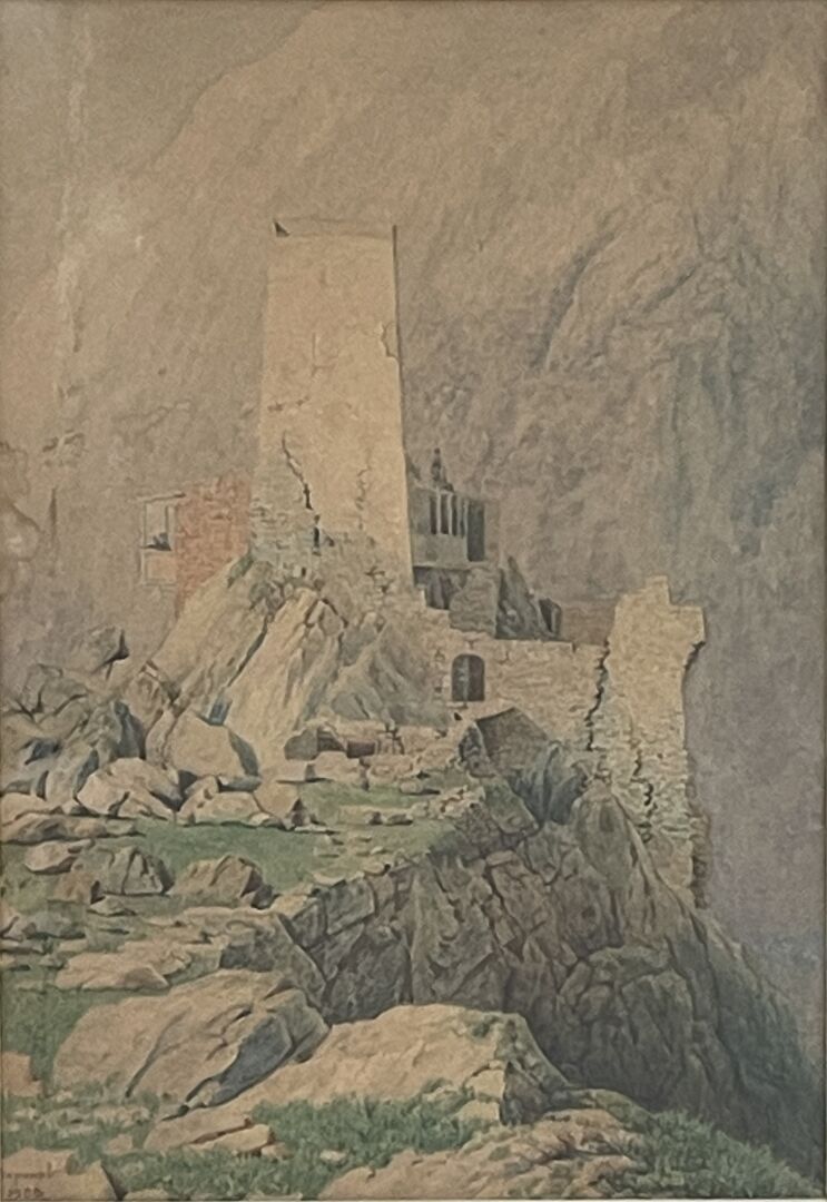 Null 基里克-尼古拉耶维奇-沃罗诺夫（俄罗斯，1857-1926），归属于--俄罗斯画派 
土耳其安塔利亚地区的拉拉景观 
纸上水彩画 
左下角有西里尔文的&hellip;