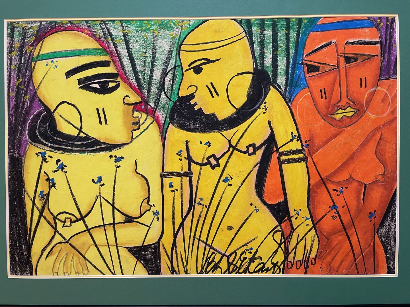 Null 非洲 - 20世纪 
三个女人 
纸上水粉画 
签名：B B. B...(难以辨认)
有框架
尺寸：50 x 75,5 cm.19,6 x 29,5 &hellip;