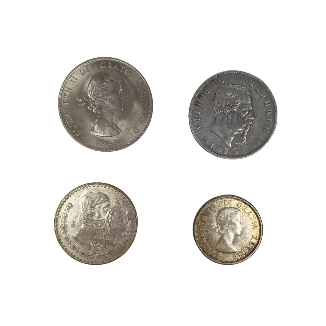 Null 意大利 - 英国 - 加拿大 - 墨西哥 - 19和20世纪
一批四枚硬币，包括： 
- 5里拉的900/1000维克多-伊曼纽尔二世银币，1873年&hellip;