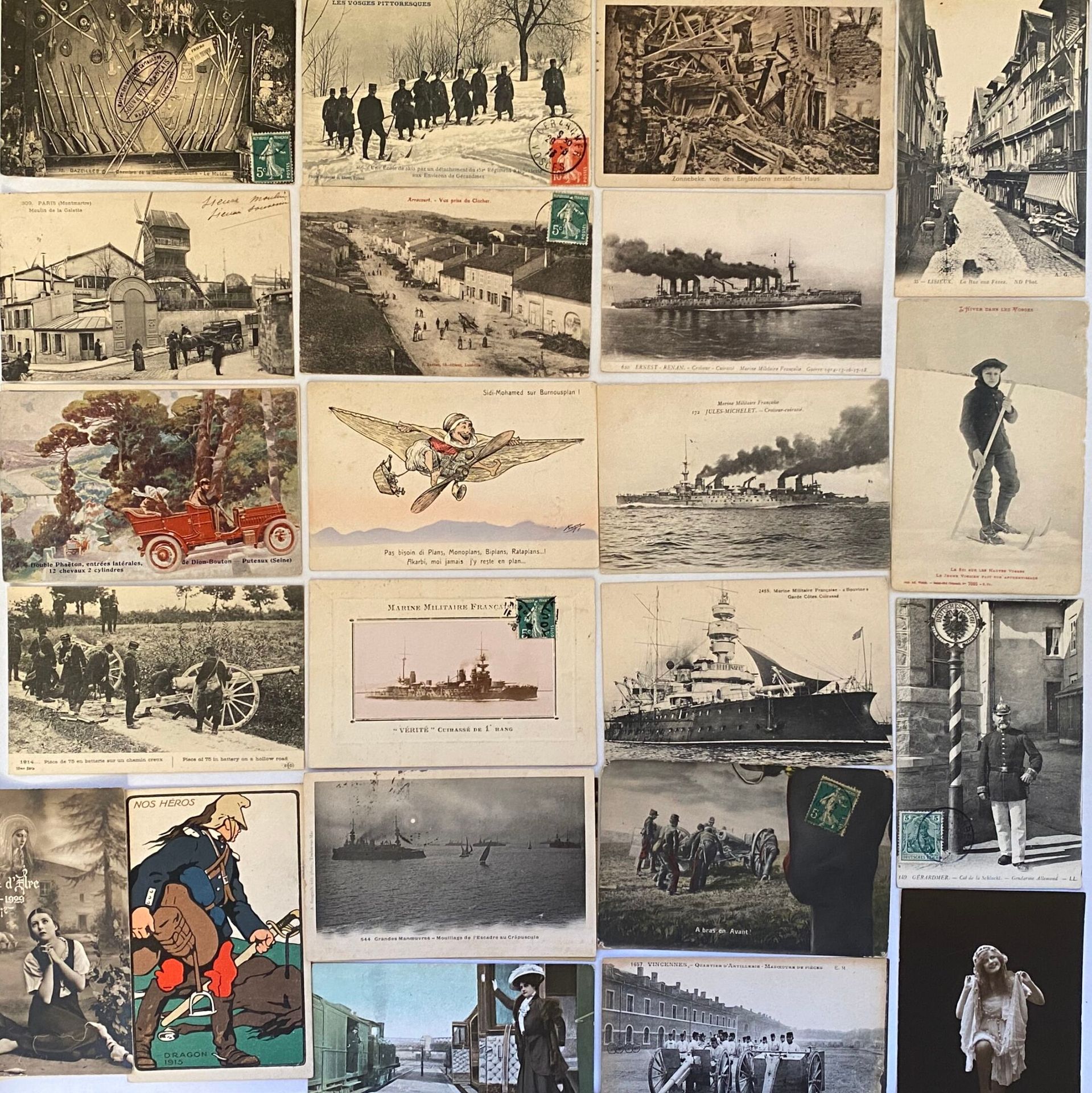 Null POSTKARTEN 
Set von etwa 30 verschiedenen Postkarten: Militär, Krieg, Gerar&hellip;