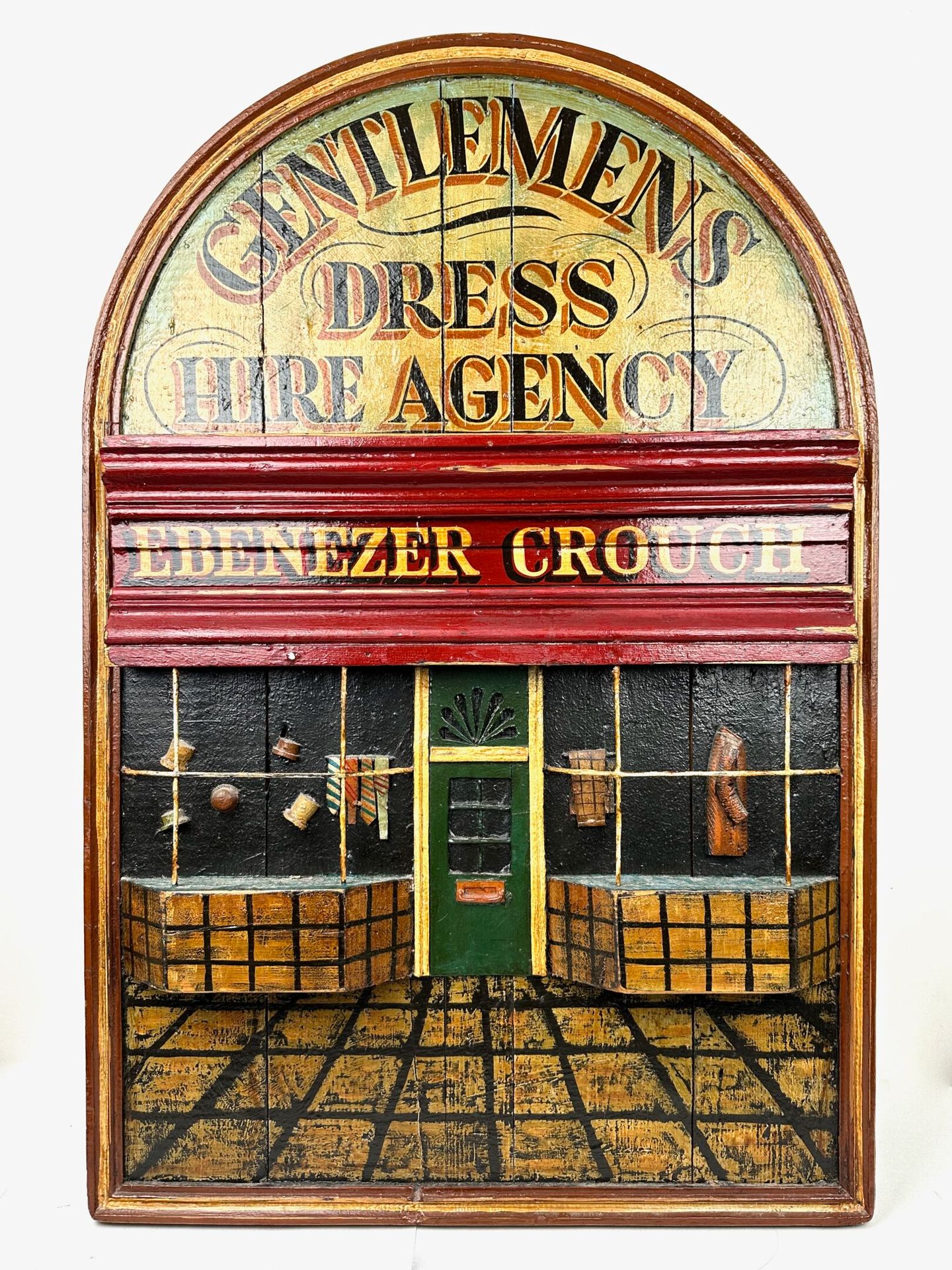 Null 20th CENTURY
Wooden and painted metal tailor sign Gentlemen's dress hire ag&hellip;