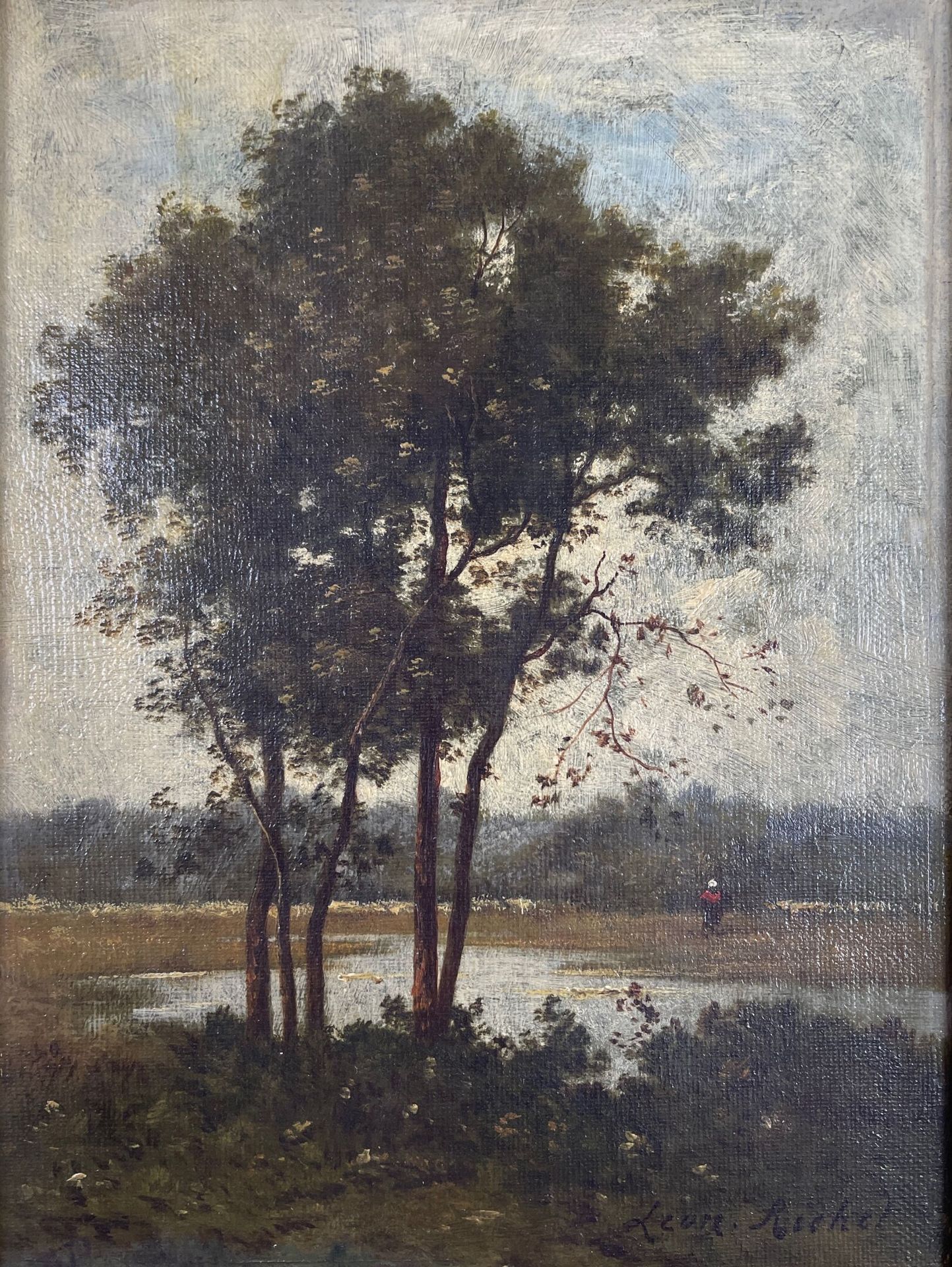 Null Léon RICHET (1847-1907)
Arbres au bord de l'eau 
Huile sur toile 
Signée Lé&hellip;