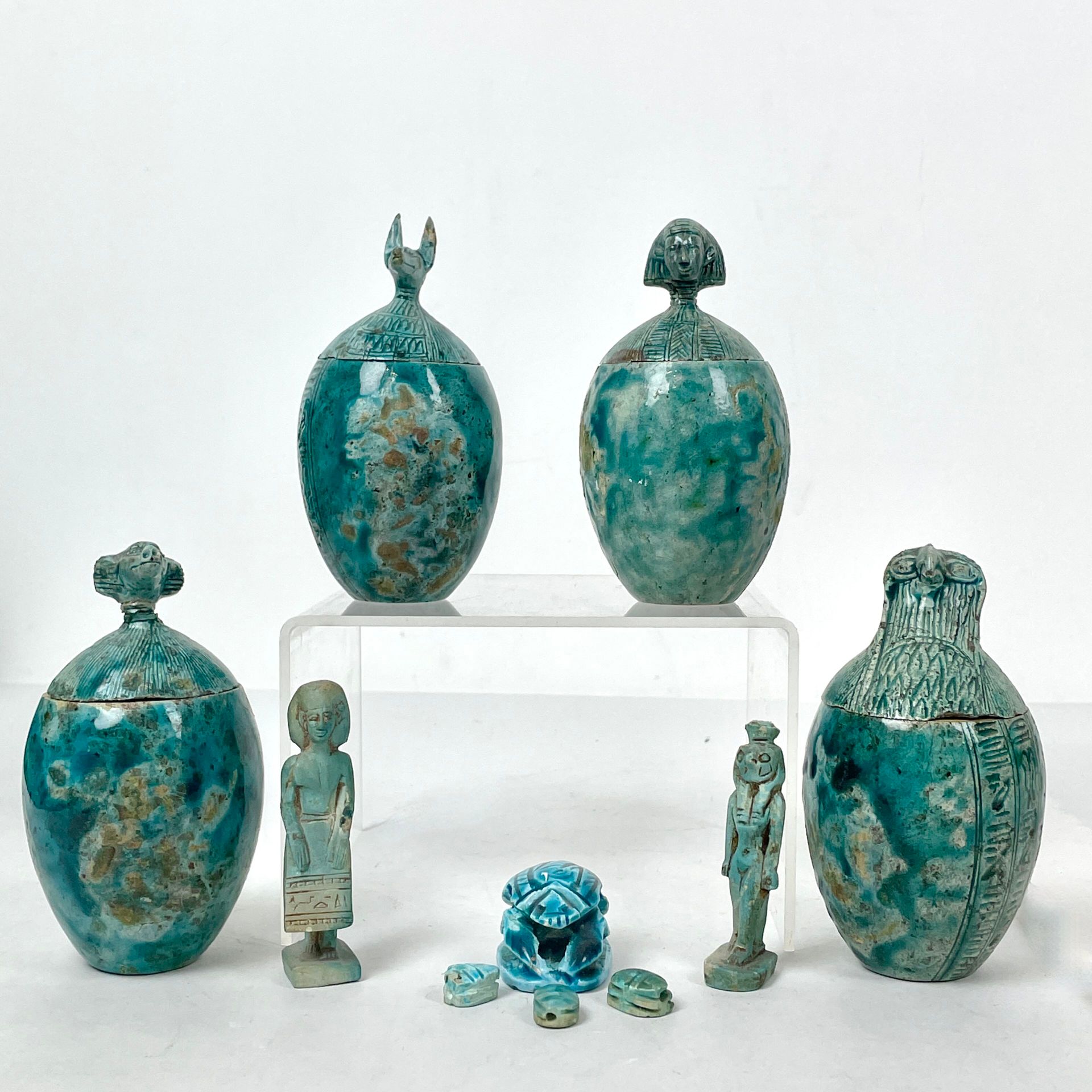 Null IN THE TASTE OF ANCIENT EGYPT :
Turquoise-glazed ceramic lot comprising:
- &hellip;