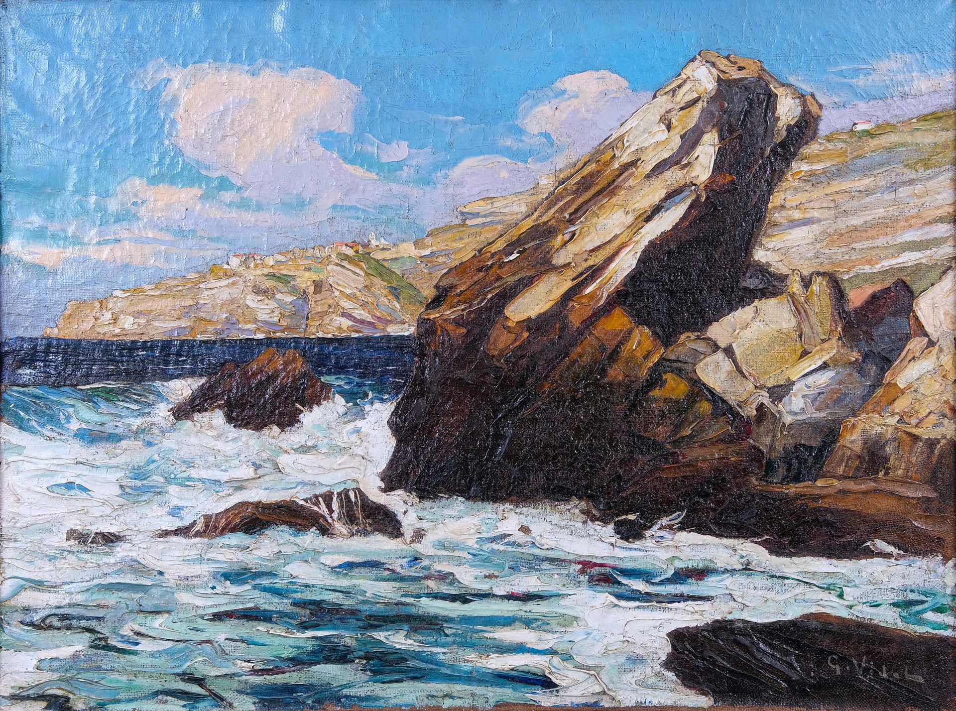 Null Gustave VIDAL (1895-1966) 

Rochers près de Bonifacio 

Huile sur toile Sig&hellip;