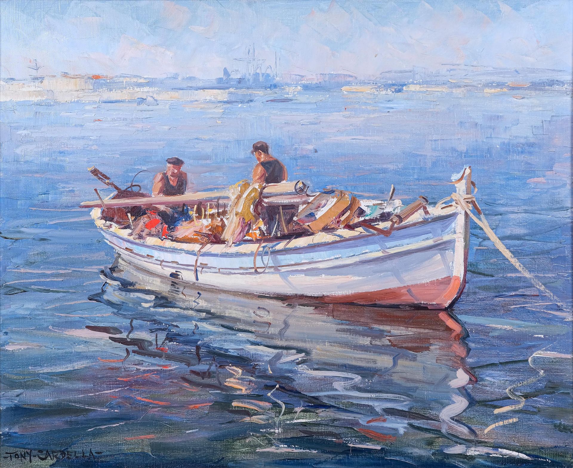 Null Tony CARDELLA (1898-1976) 

Pêcheurs en mer 

Huile sur toile Signée en bas&hellip;