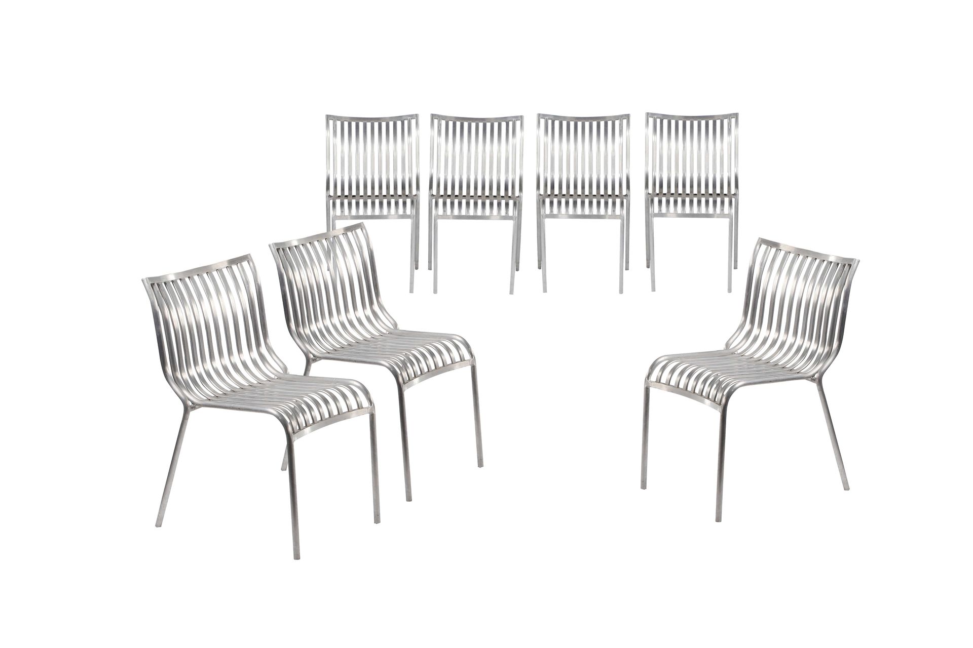 Null Miki ASTORI

(1965)

Rare suite de 7 fauteuils dits Xtripe

Aluminium

87 x&hellip;