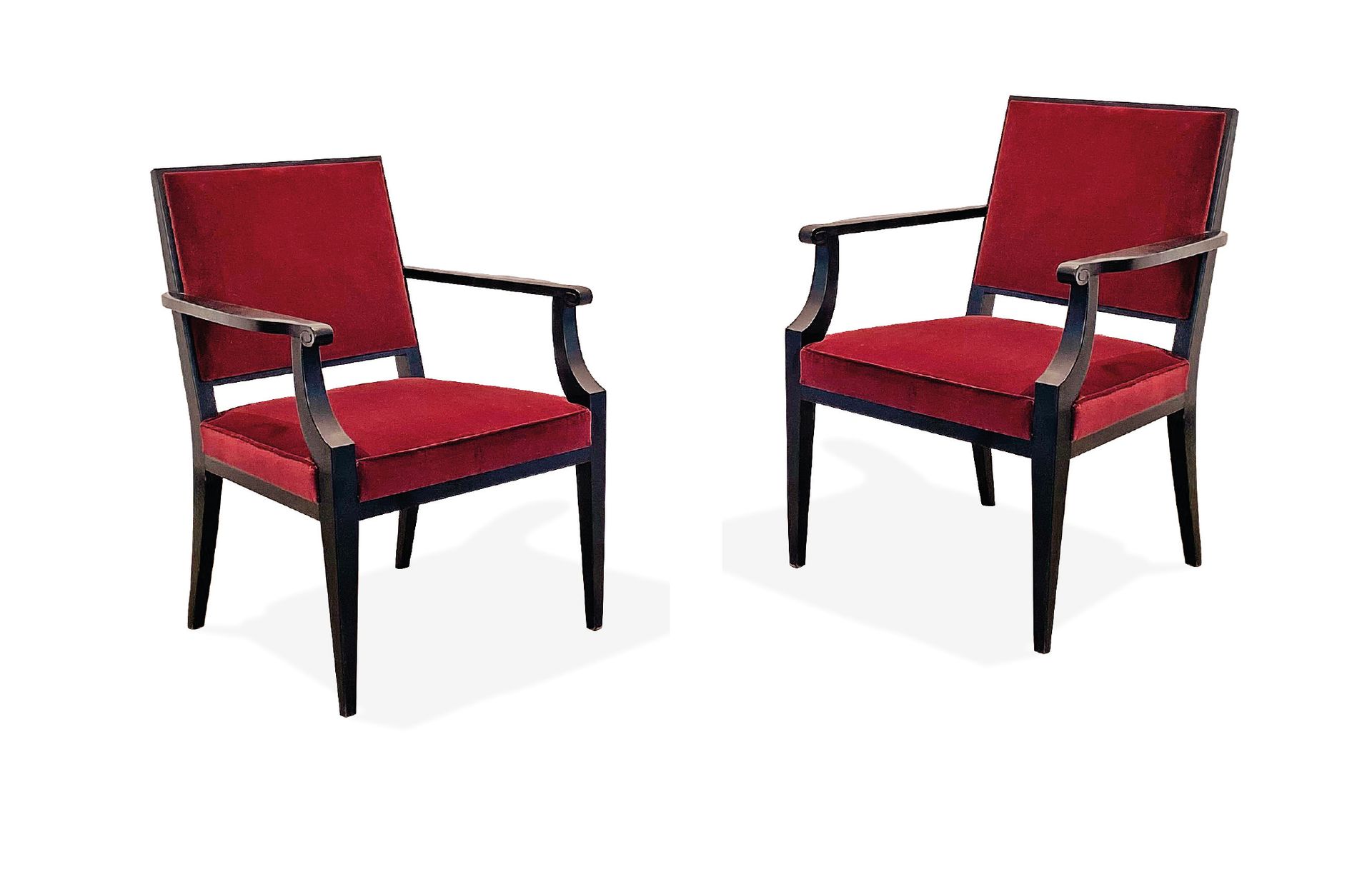 Null Jean PASCAUD (1903-1996) 

Paire de fauteuils Bois, velours 87 x 63 x 55 cm&hellip;