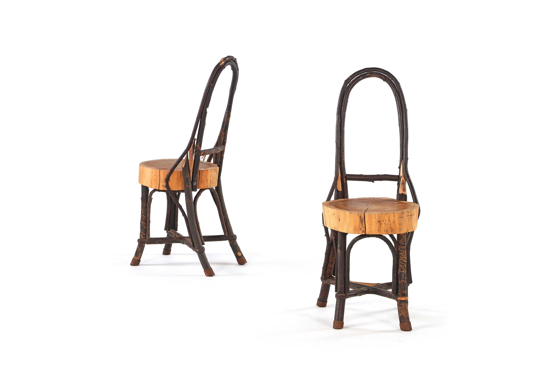 Null Christian ASTUGUEVIELLE (1946) 

Pair of chairs called Orme Chestnut, wood,&hellip;