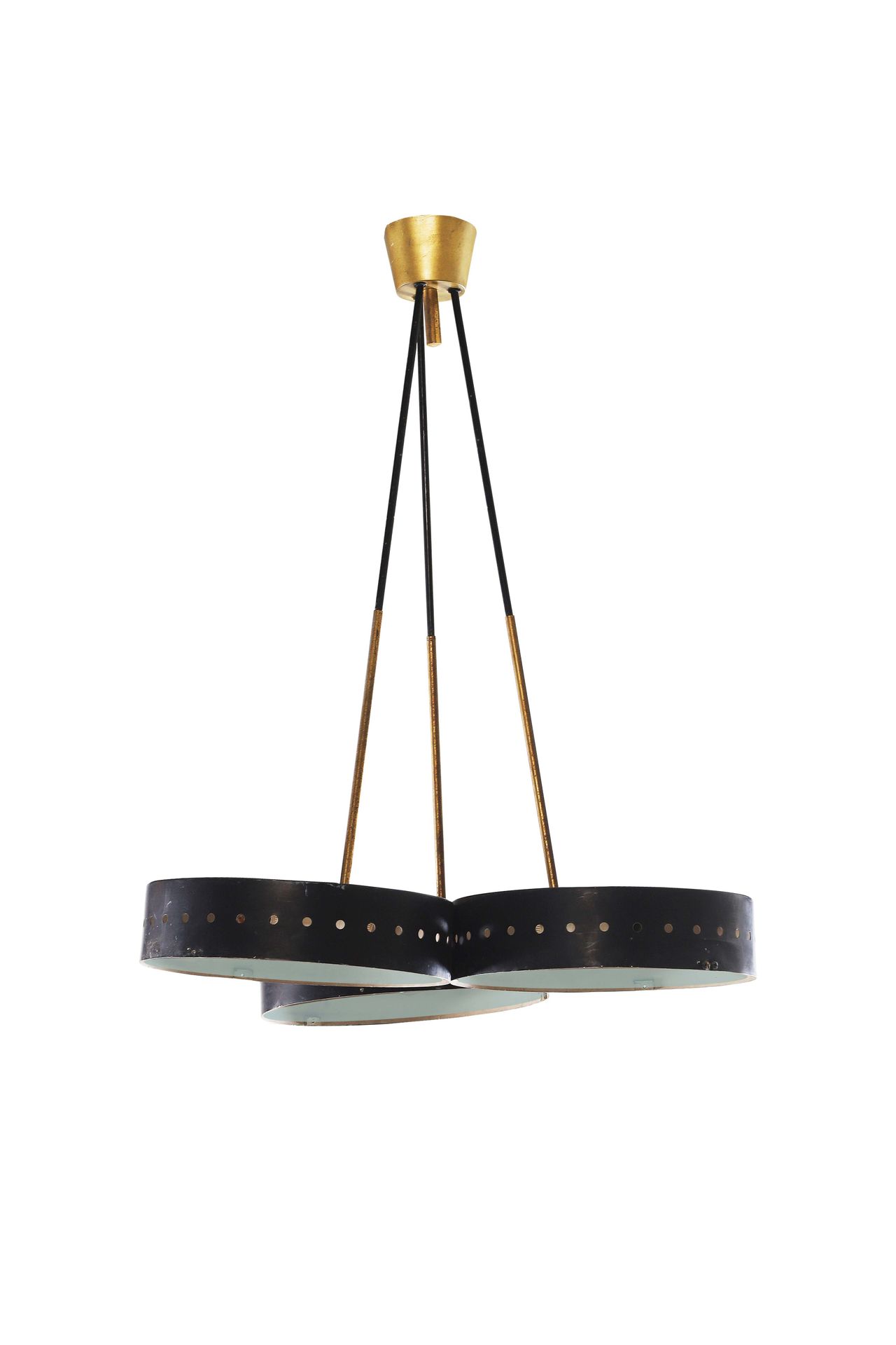 Null STILNOVO

(XX) Attributed to

Hanging lamp

Metal, brass, glass

79 x 57 cm&hellip;