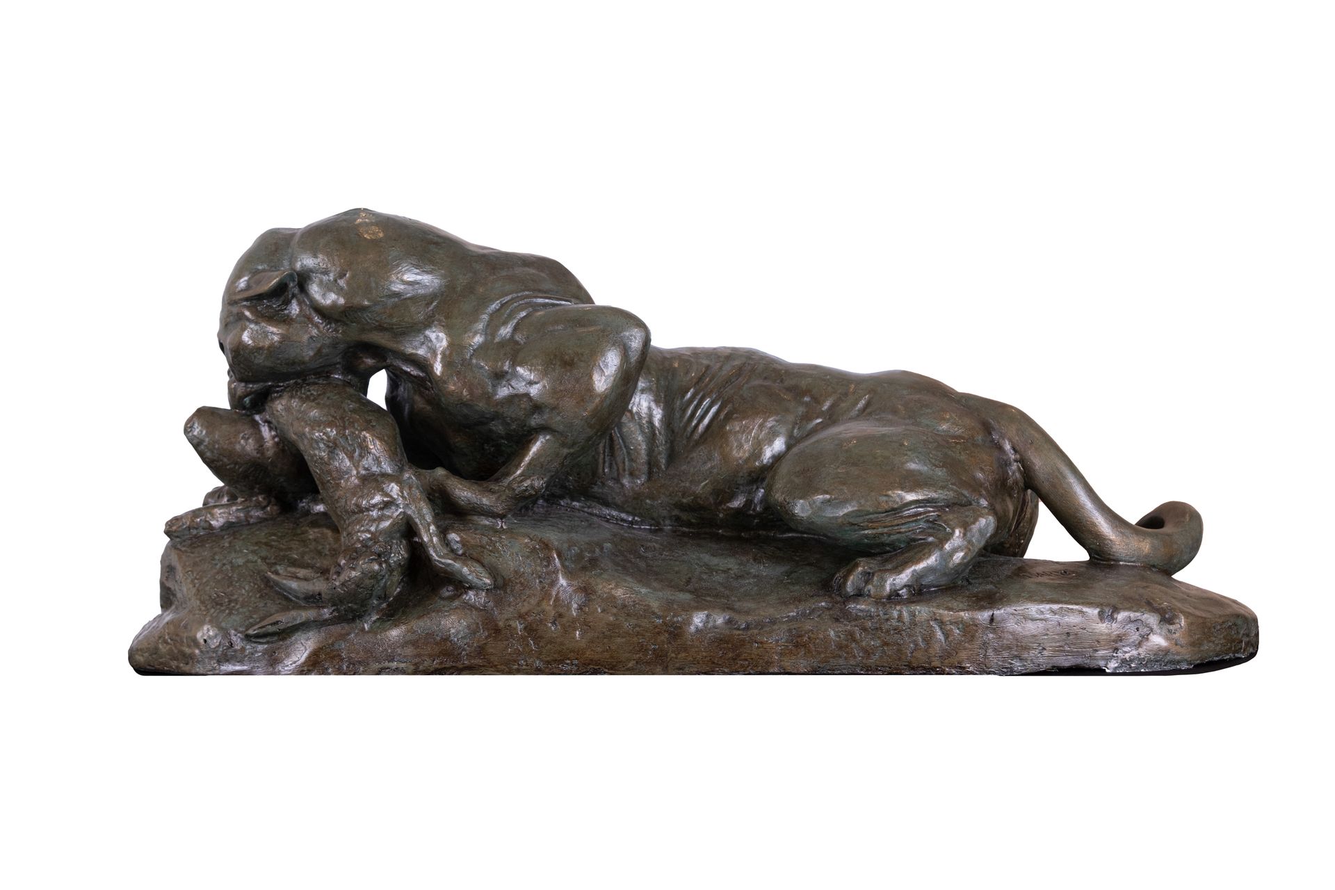 Null 安托万-路易斯-巴里(Antoine Louis BARYE) (1796-1875)

捷豹吞食野兔

石膏的拍打

在露台上签名

42 x 10&hellip;