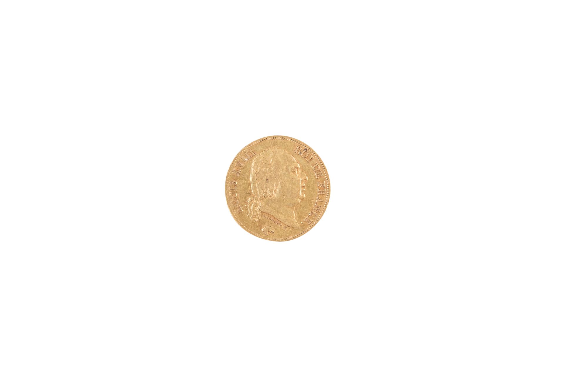 Null 40法郎黄金1818年W里尔，12.88克。G. 1092

TTB