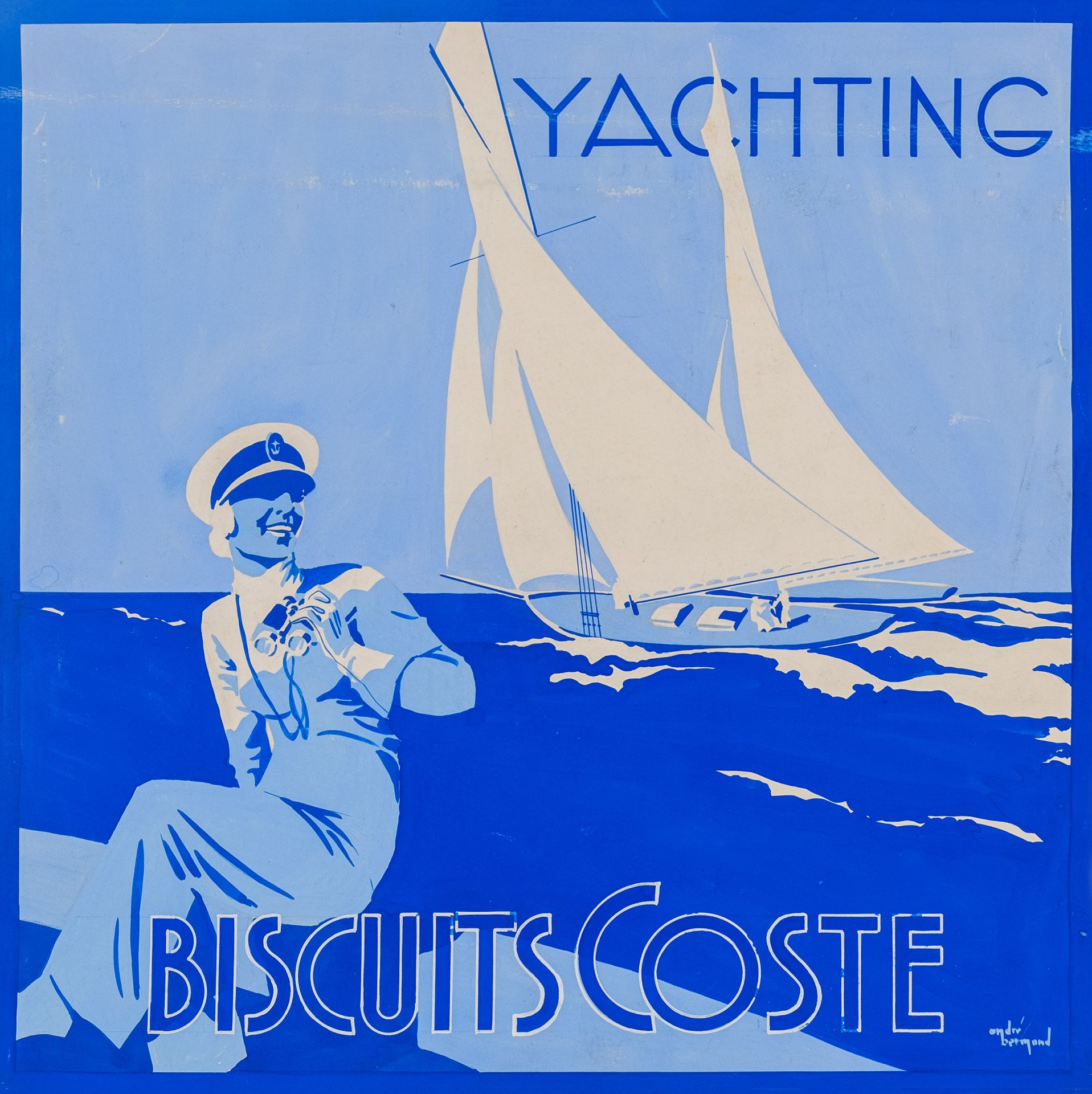 Null 安德烈-贝蒙(1903-1983)

游艇 - Coste饼干，约1930年

海报的原创设计，纸上水粉，右下角有签名。

28 x 28 cm。