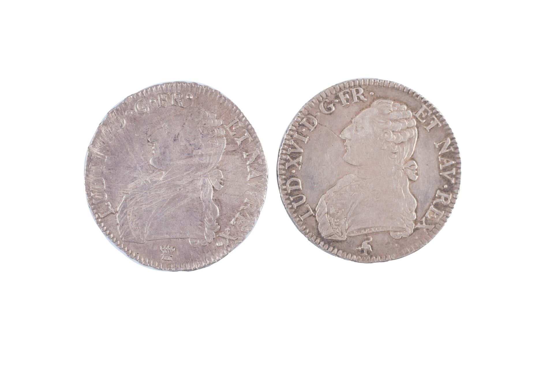 Null 2枚硬币:路易十六Ecus aux lauriers (2 ex) 1785 I Limoges, 29,17 gr. And 1791 A Pari&hellip;