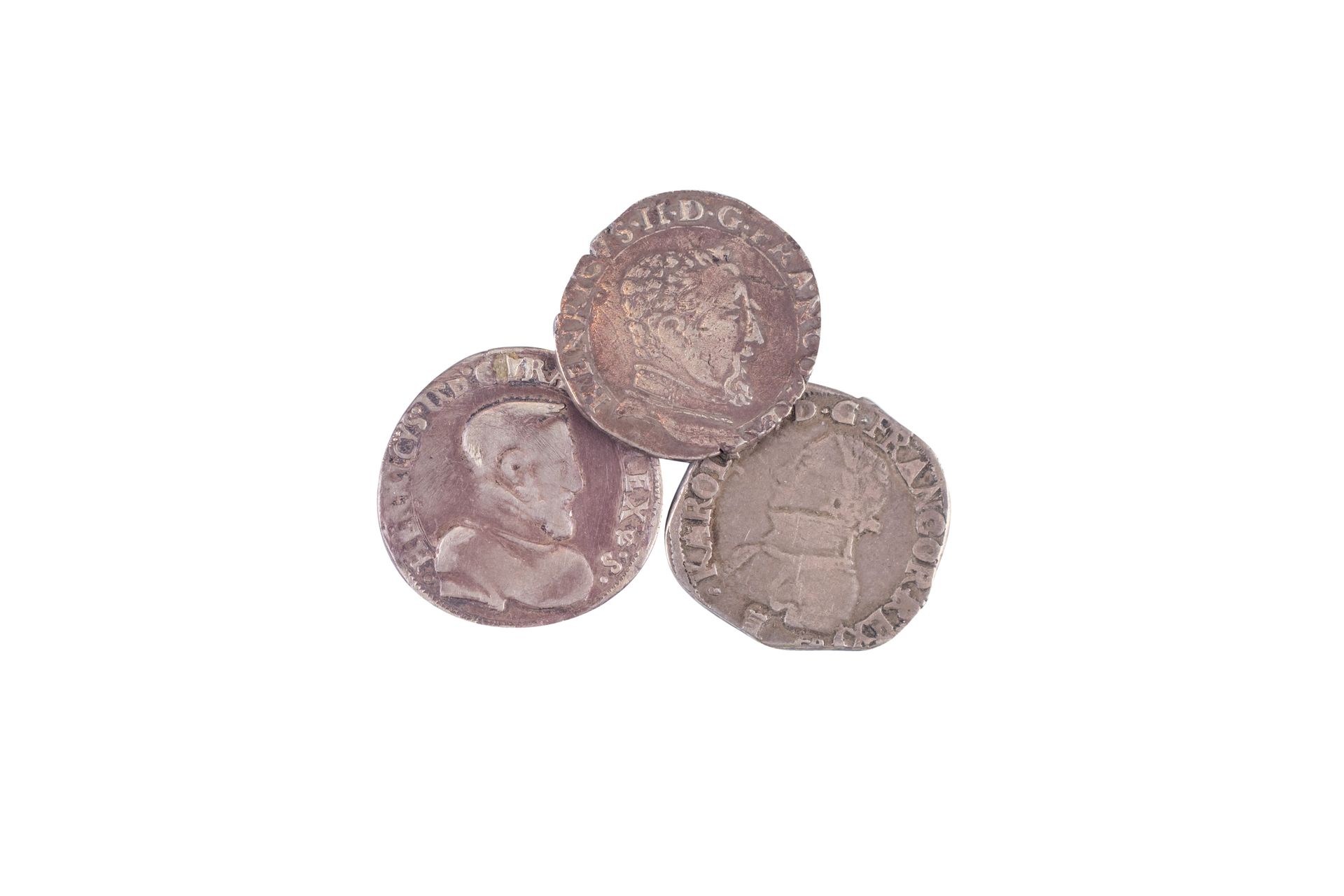 Null 3 monnaies : Henri II 1547-1559. Teston 1555 L Bayonne 9,21 gr. Dy 983 var.&hellip;