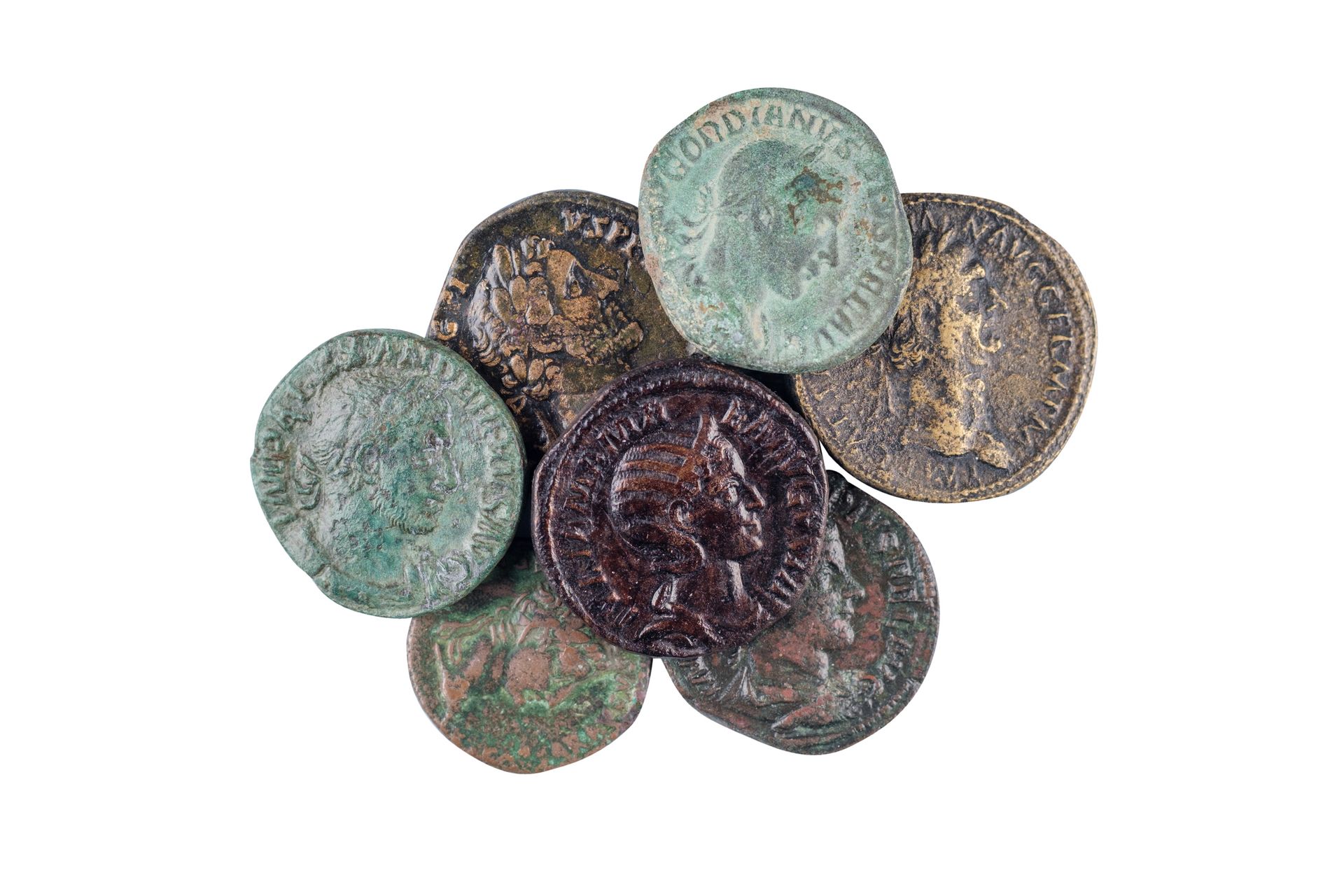 Null 8件青铜器：里昂的奥古斯都、Trajan sesterce、Antoninus the Pious sesterce、Alexander Severu&hellip;