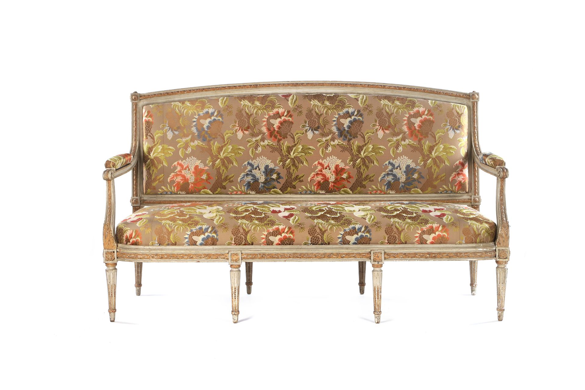 Null Sofa with molded, carved, painted and gilded beech frame, with flat and cur&hellip;