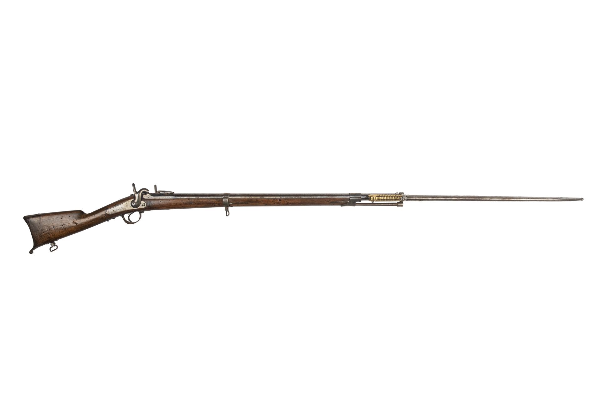 Null 奥尔良 "打击式步枪，型号为1842。

圆桶，两侧有雷鸣般的升起，有日期 "1843"。

尾架上印有 "Mle 1842"。

后锁 "Mre R&hellip;