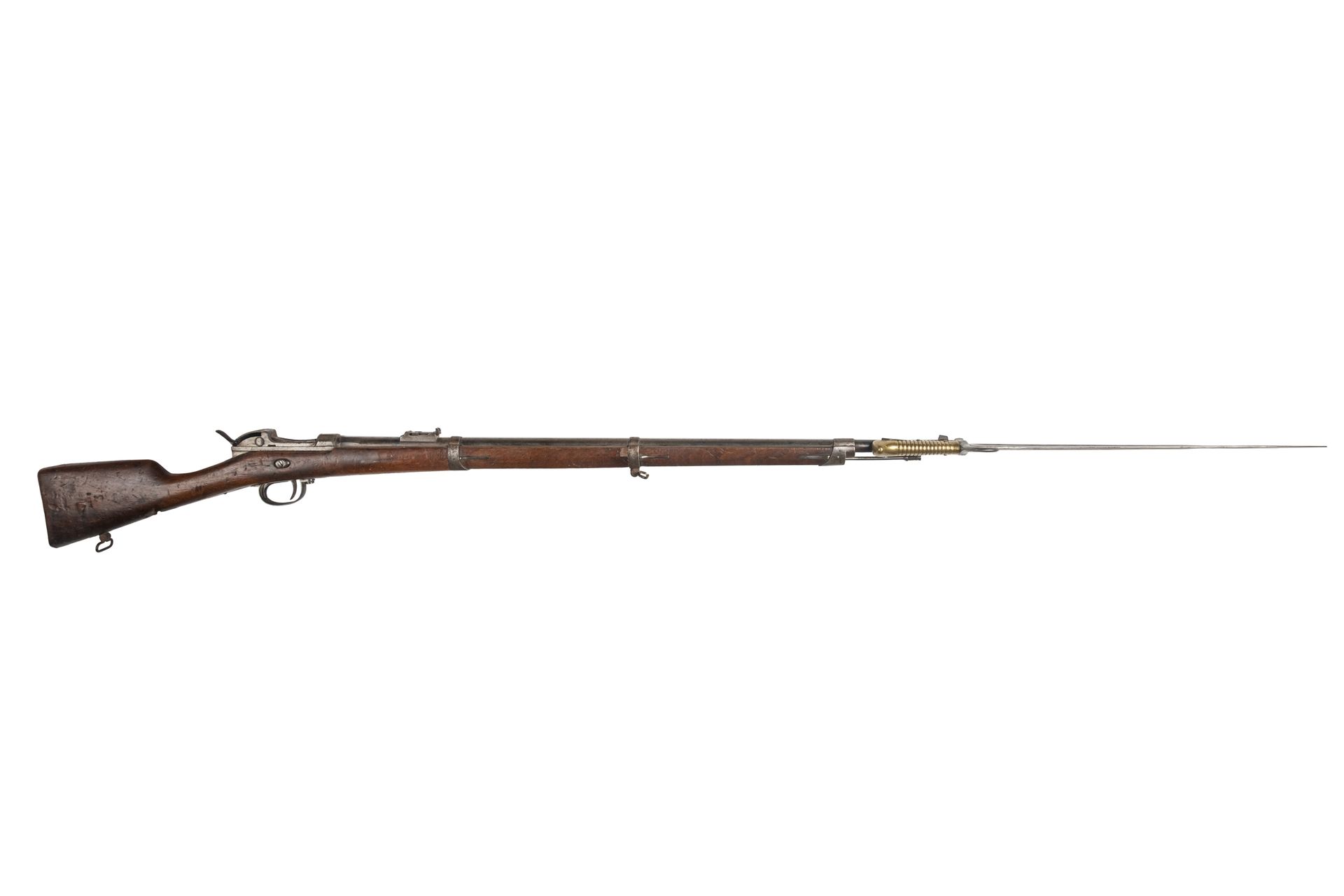 Null 巴伐利亚步枪Werder 1869

圆桶，有雷电，有青蛙。抛光的铁配件。车牌 "9 J"。

胡桃木枪托上的标记与枪管相同（子弹撞击在枪托的水平上）&hellip;