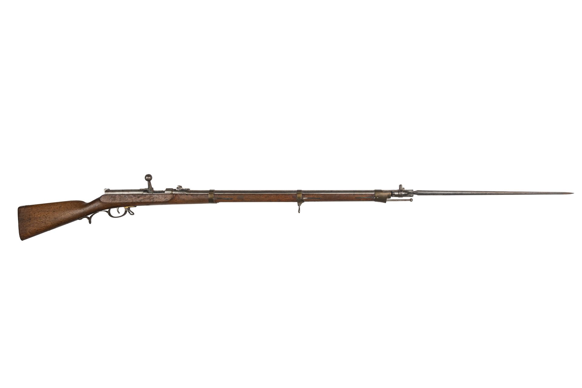 Null 1862型德雷塞步枪，口径15.43毫米

圆桶，有雷电，有上升。机匣 "Soemmerda ND BG Mod 62"，日期为 "1865 "和 "&hellip;