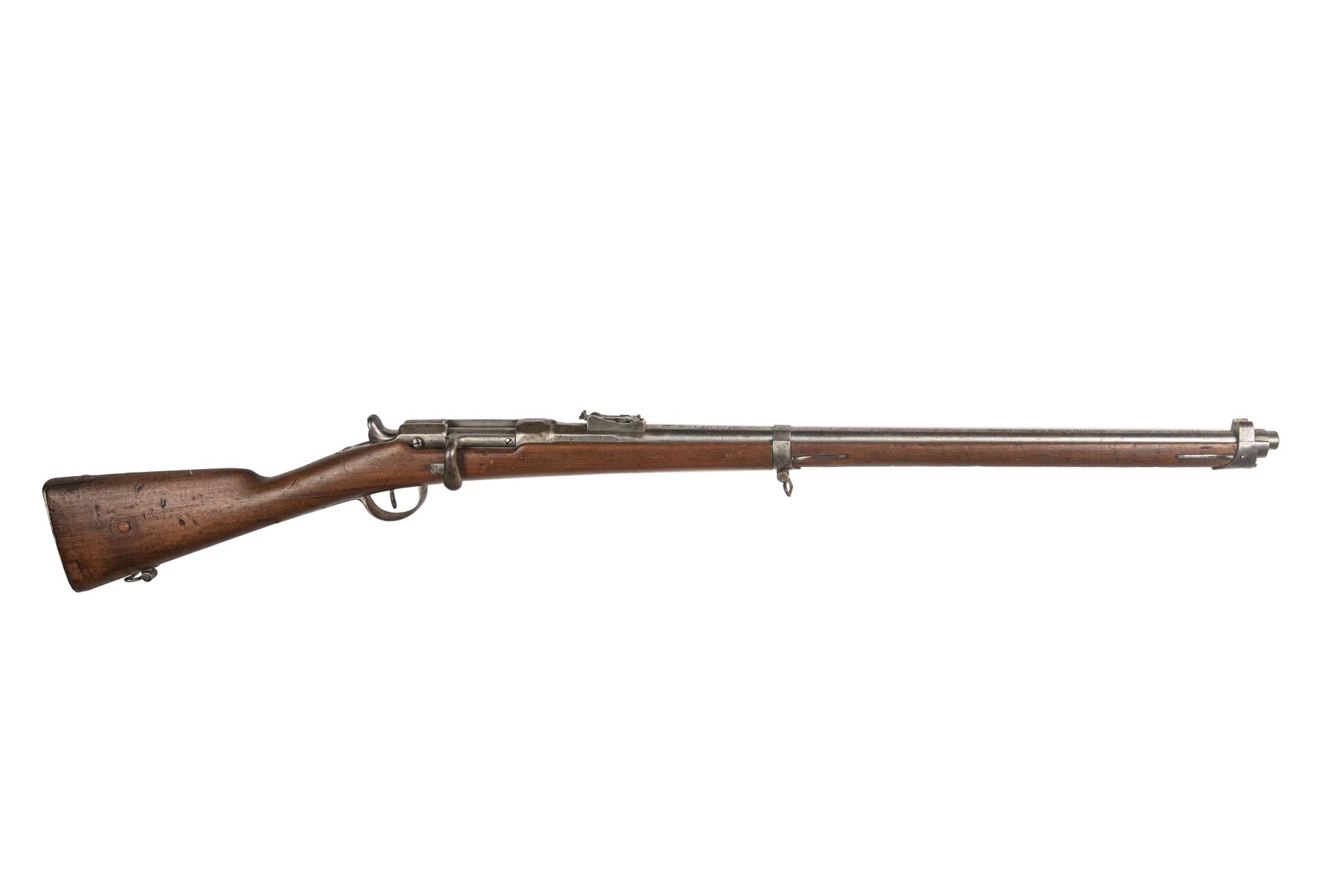 Null 由普鲁士人改装的Chassepot步兵步枪。

圆形枪管，有雷电和上升，日期为1867年S。空白的后座，弯曲的枪栓。铁制配件。胡桃木股票（小槽），有邮&hellip;