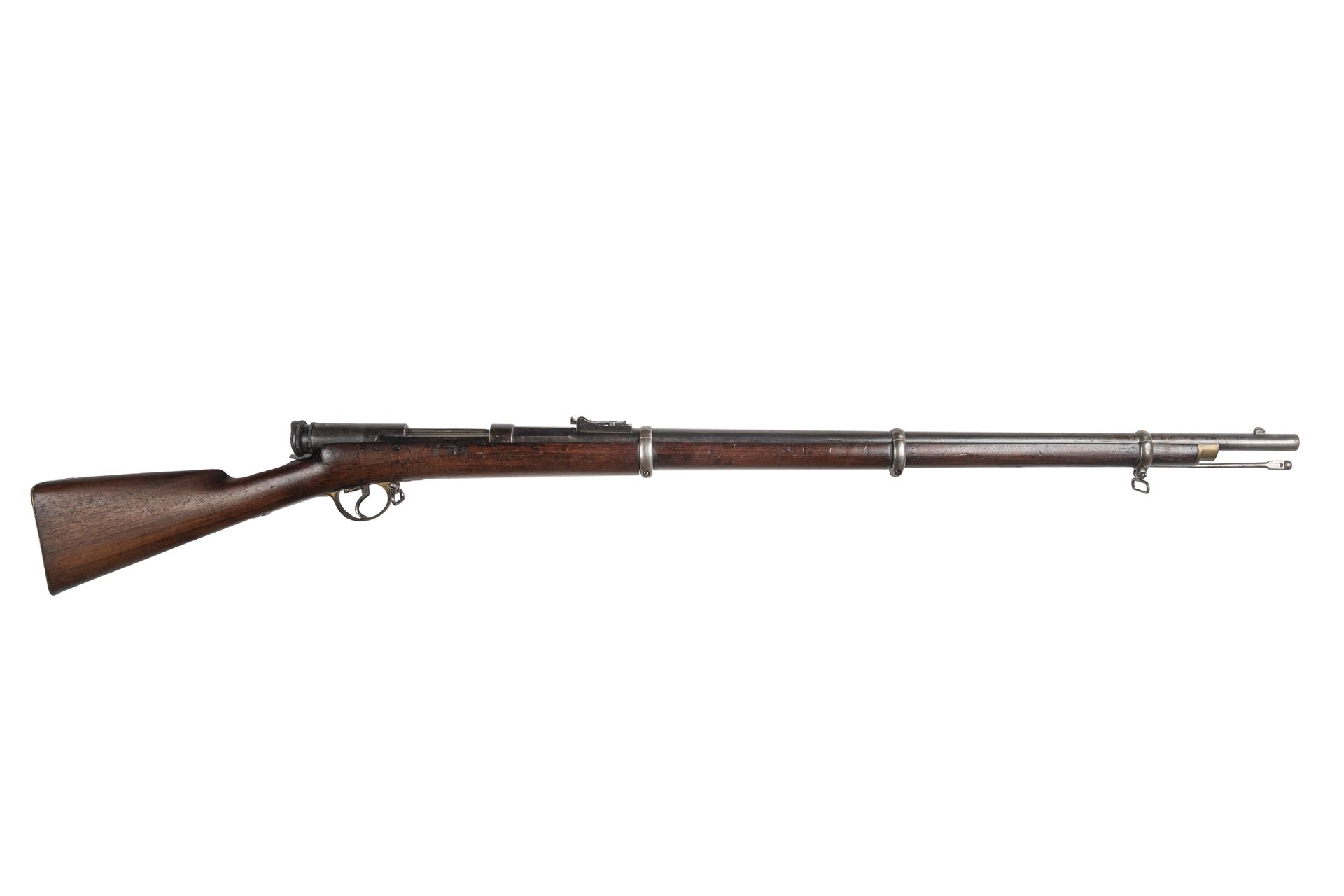 Null 威尔逊公司的步枪，50口径

圆形枪管，有雷同的平面，镀铜，印有 "WILSON CO PATENT"。黄铜配件，铁环。胡桃木股票。铁制拉杆。

枪管&hellip;