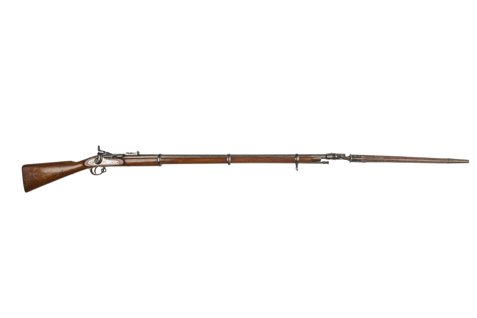 Null 带鼻烟盒的斯奈德步枪，1867年制造的BSA型。

圆桶，有上升。鼻烟壶上印有SNIDER和BSA。锁上印有 "BSA Co 1868 "和圆身锤子。&hellip;