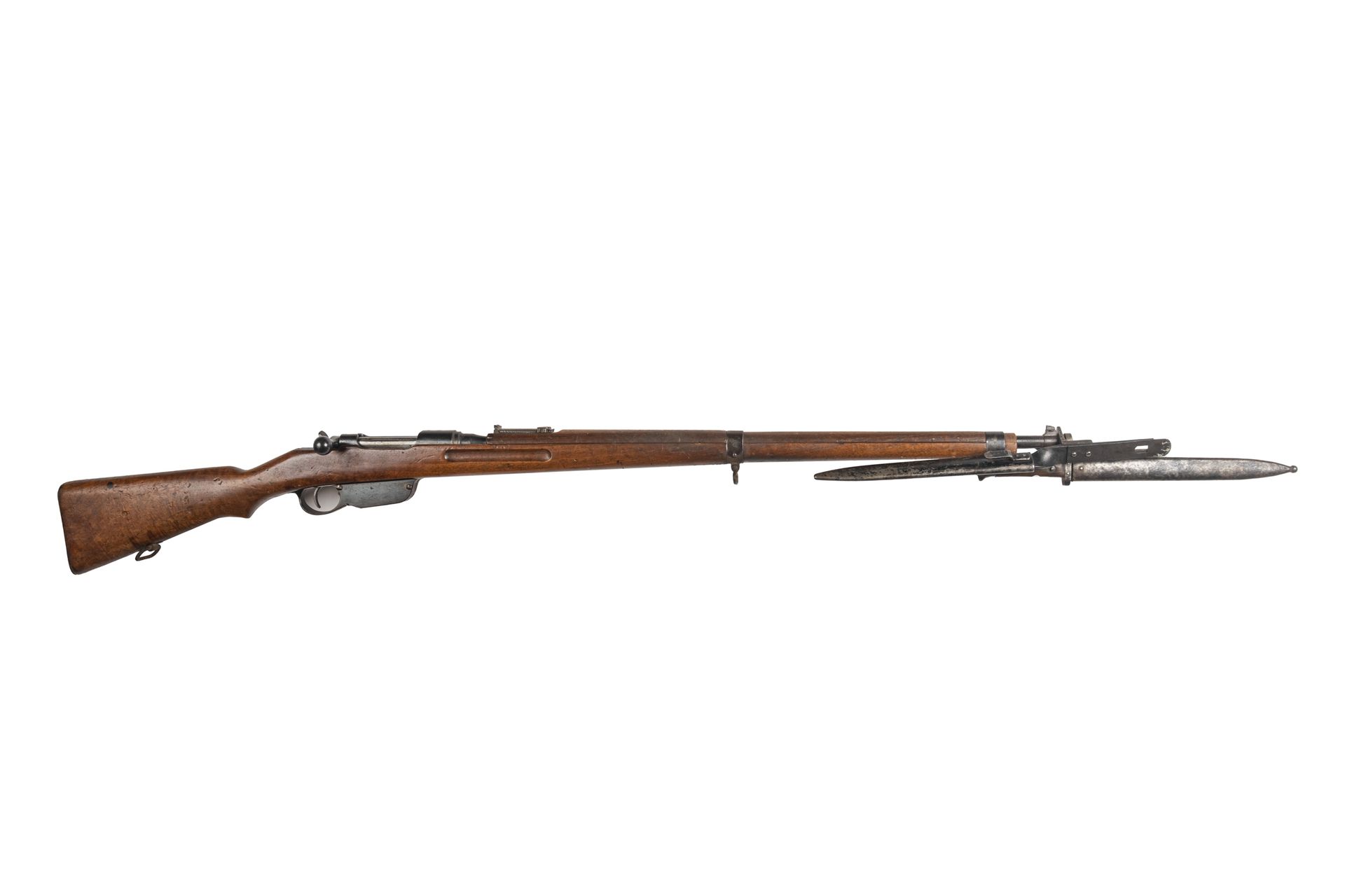 Null 奥地利1895型 "曼利夏 "步枪，口径8毫米。

圆形枪管，上升26毫米。印有后座的STEYR M 95胡桃木枪托。铁制配件。

枪管长度：76.5&hellip;