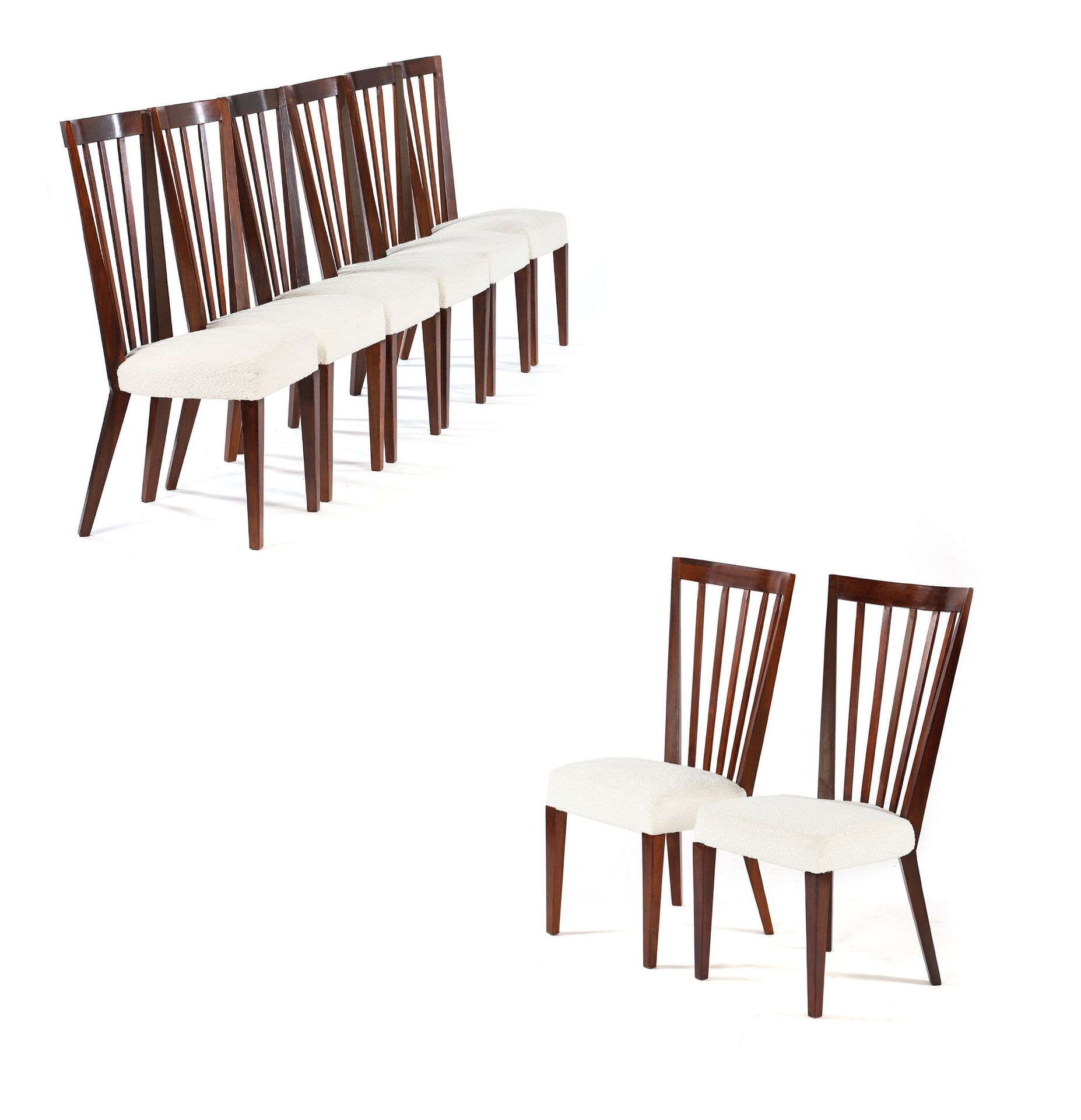 Null Gio PONTI (1891-1979)

Suite of 8 chairs

Rosewood, canvas

Carries a plate&hellip;