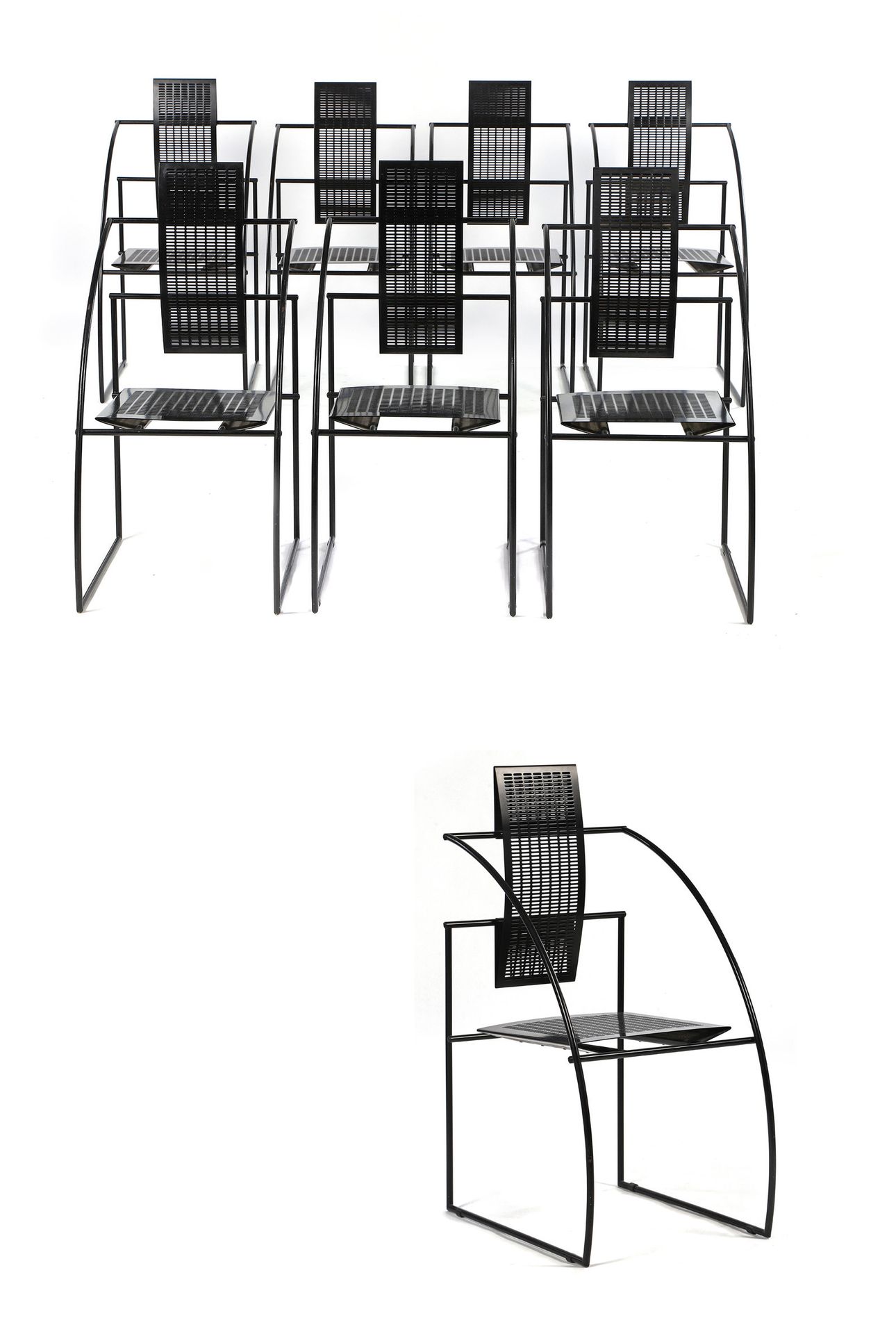 Null Mario BOTTA (1943)

一套8把椅子，名为Quinta Metal

95 x 56 x 45厘米。

别名, 1985

Quint&hellip;