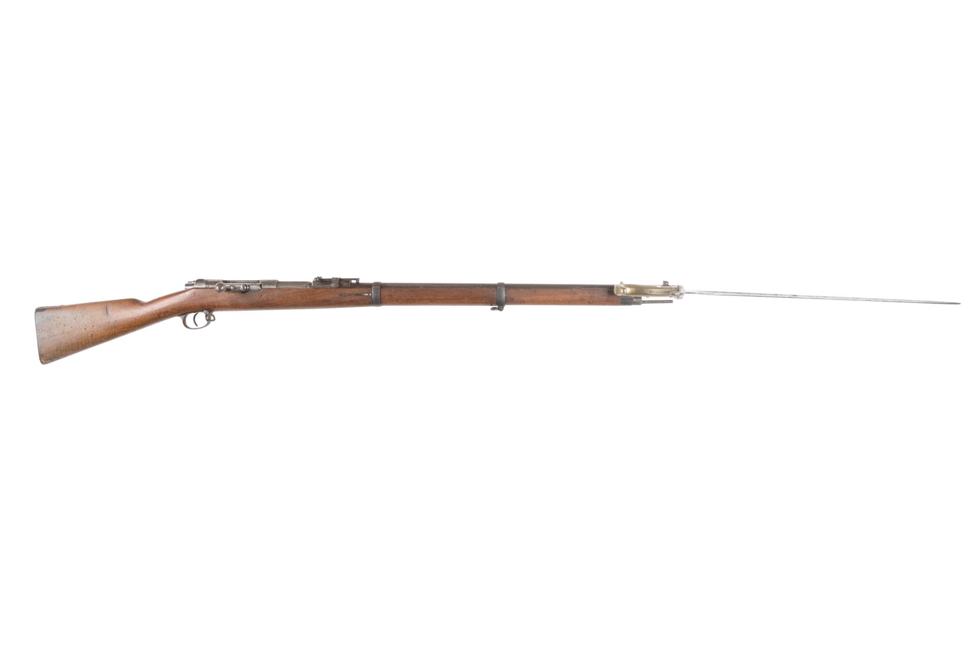 Null 毛瑟1871-84步枪，11毫米口径。

圆形枪管，有青蛙，有雷鸣般的印记。枪托上标有 "IG Mod 71/84"，日期为1885年。

管状杂志。&hellip;
