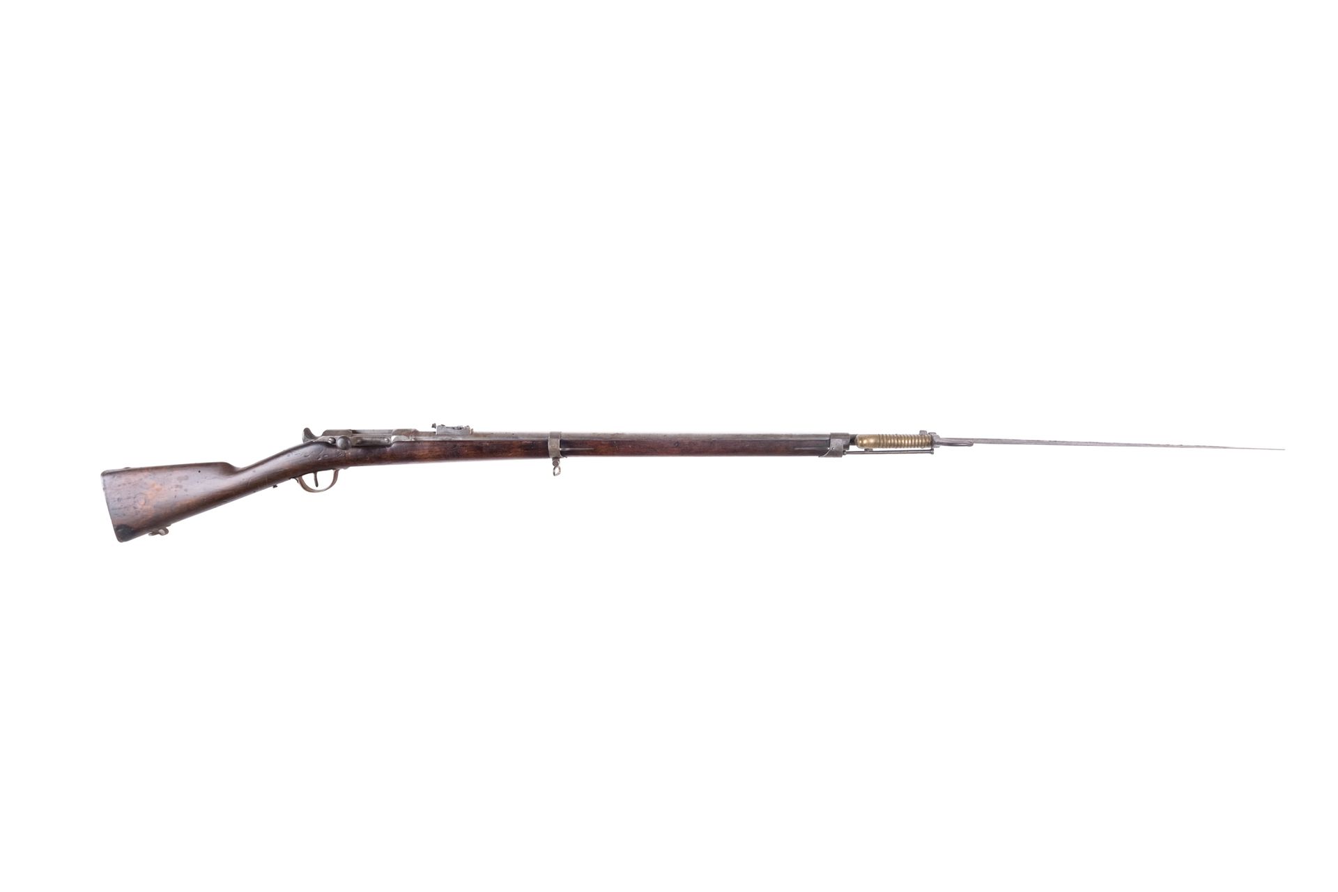 Null 1866型步兵步枪，S 1870年，Chassepot

圆形枪管，有雷鸣般的平面，有青蛙，盖有S 1870年的印章和日期。炮口 "MANUFACTU&hellip;