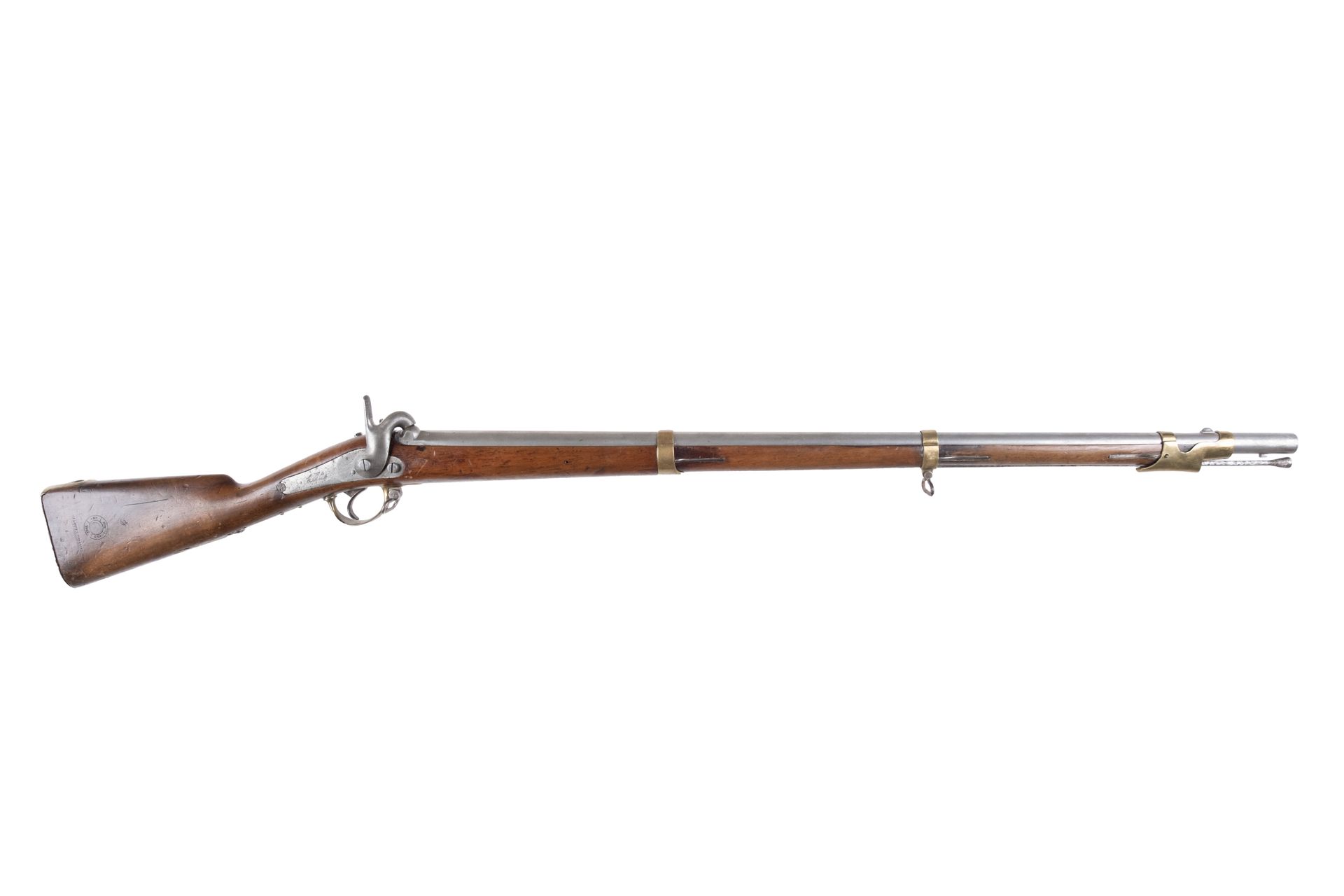 Null 1842年T型龙式打击步枪

圆形枪管，有1845年的霹雳火。后膛盖印有 "Mle 1842 T"，后锁 "Mre Rle de Chatellera&hellip;