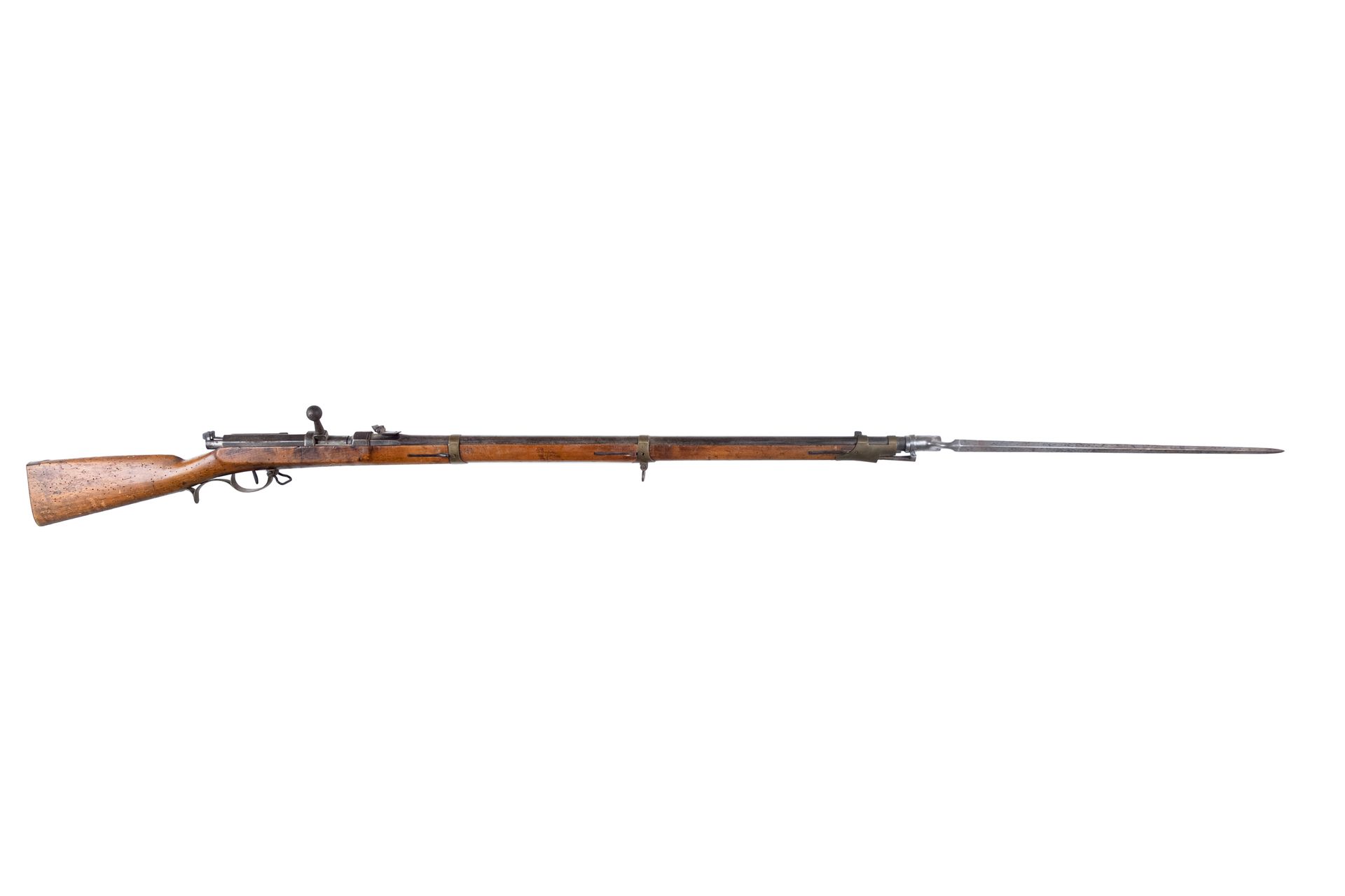 Null 德雷兹步枪1841型，第二次制造

圆桶，有雷电，有青蛙，有印记。机匣 "Soemmerda ND Mod 41"，日期为1858年。冲孔的黄铜配件。&hellip;