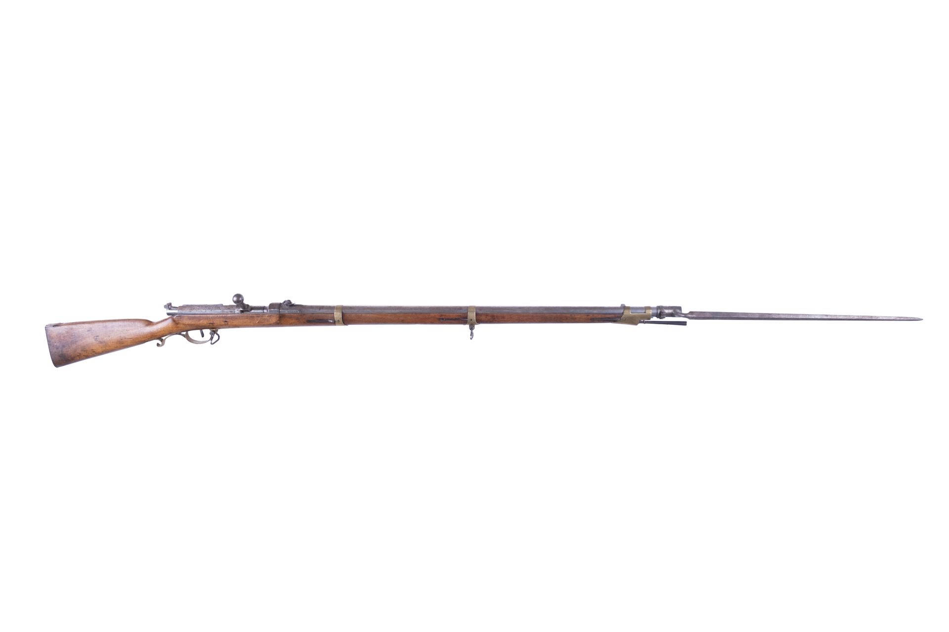 Null Dreyse-Gewehr Modell 1841. 

Runder Lauf mit Donnerkeil und Kimme. Verschlu&hellip;