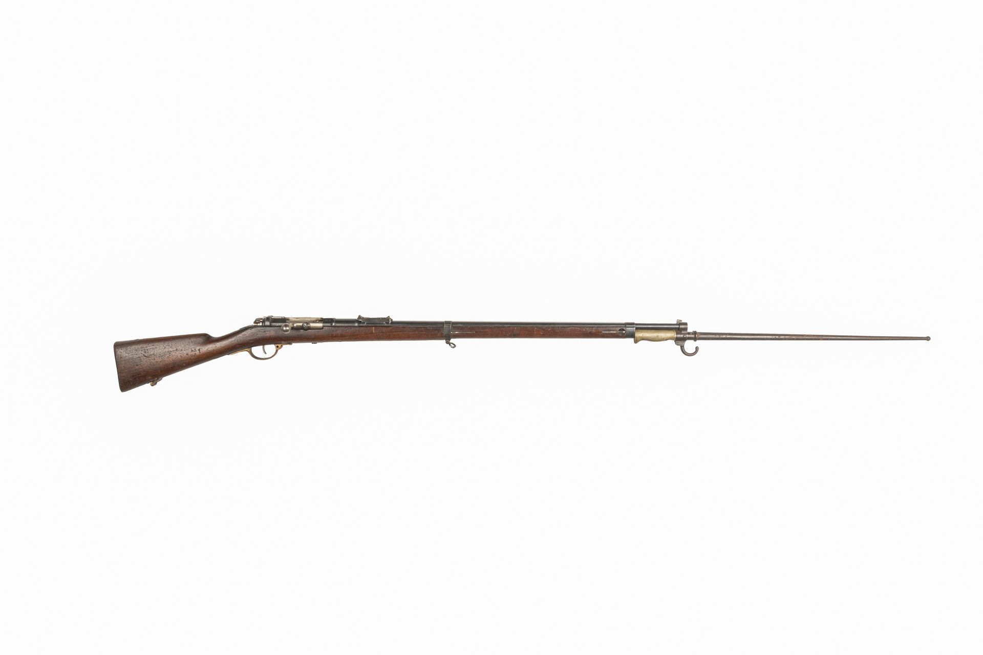 Null Daudeteau rifle, 6.5 mm caliber, made from a Mauser 71. 

Round bronzed bar&hellip;