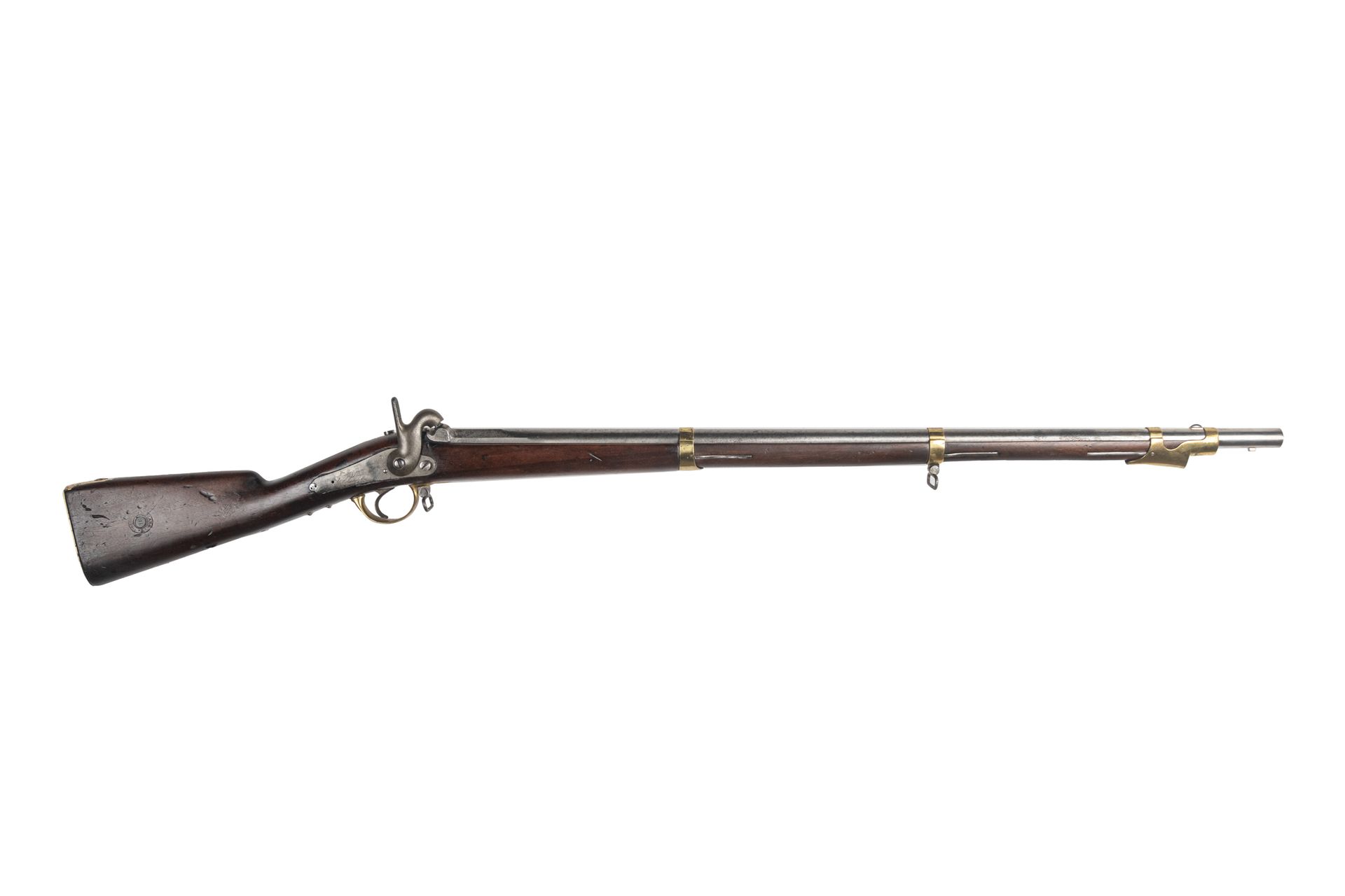 Null 1857型龙式打击步枪。

圆形枪管，打有雷电孔，日期为 "1859"。

尾座 "Mle 1857"。

刻有 "Mre Impale de Mut&hellip;