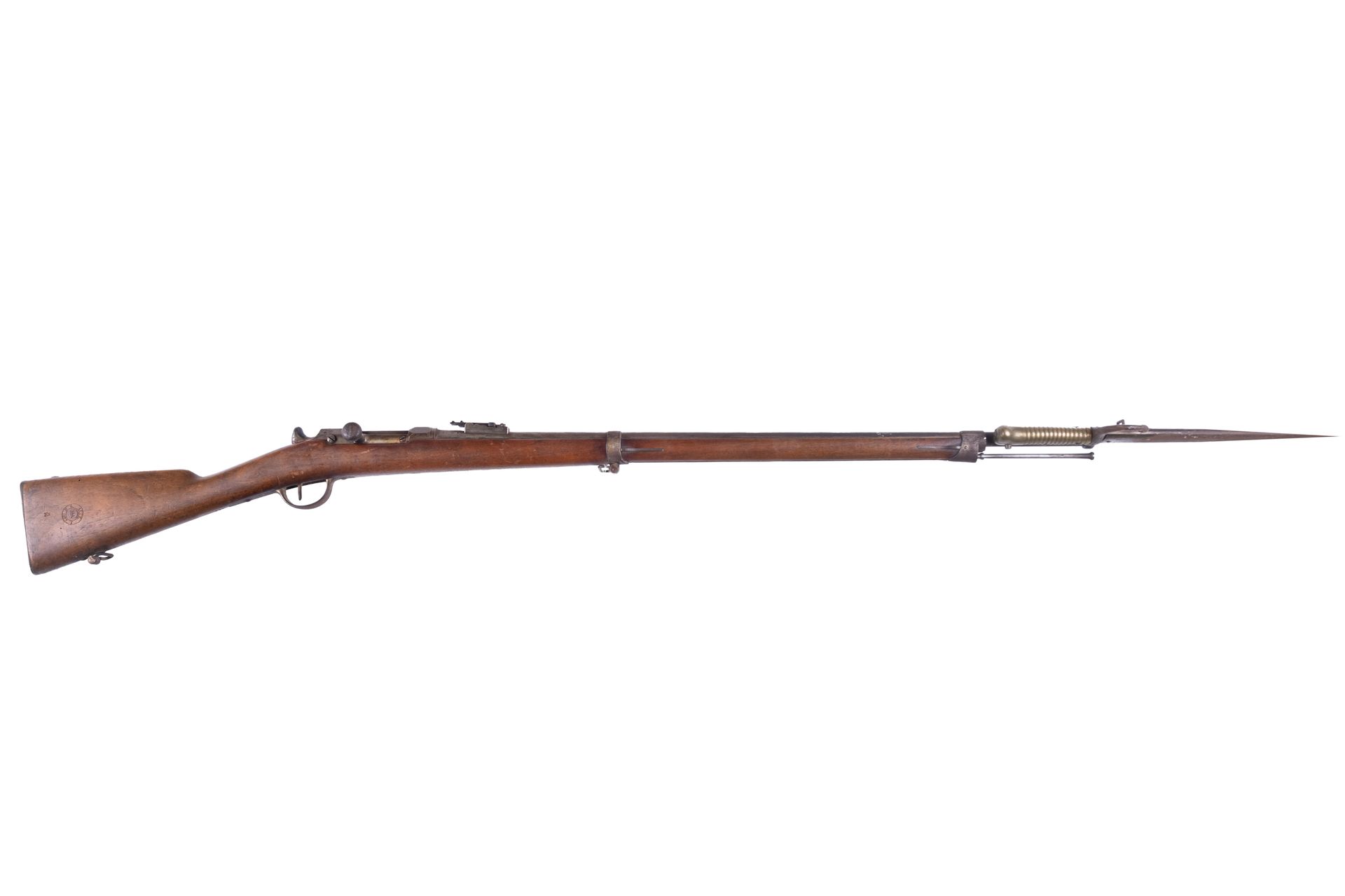 Null Chassepot 1866型步兵步枪，S 1873，11毫米口径。

圆形枪管，有雷管，印有 "S1873 "字样和日期，延长了枪身。 枪膛上有 "&hellip;