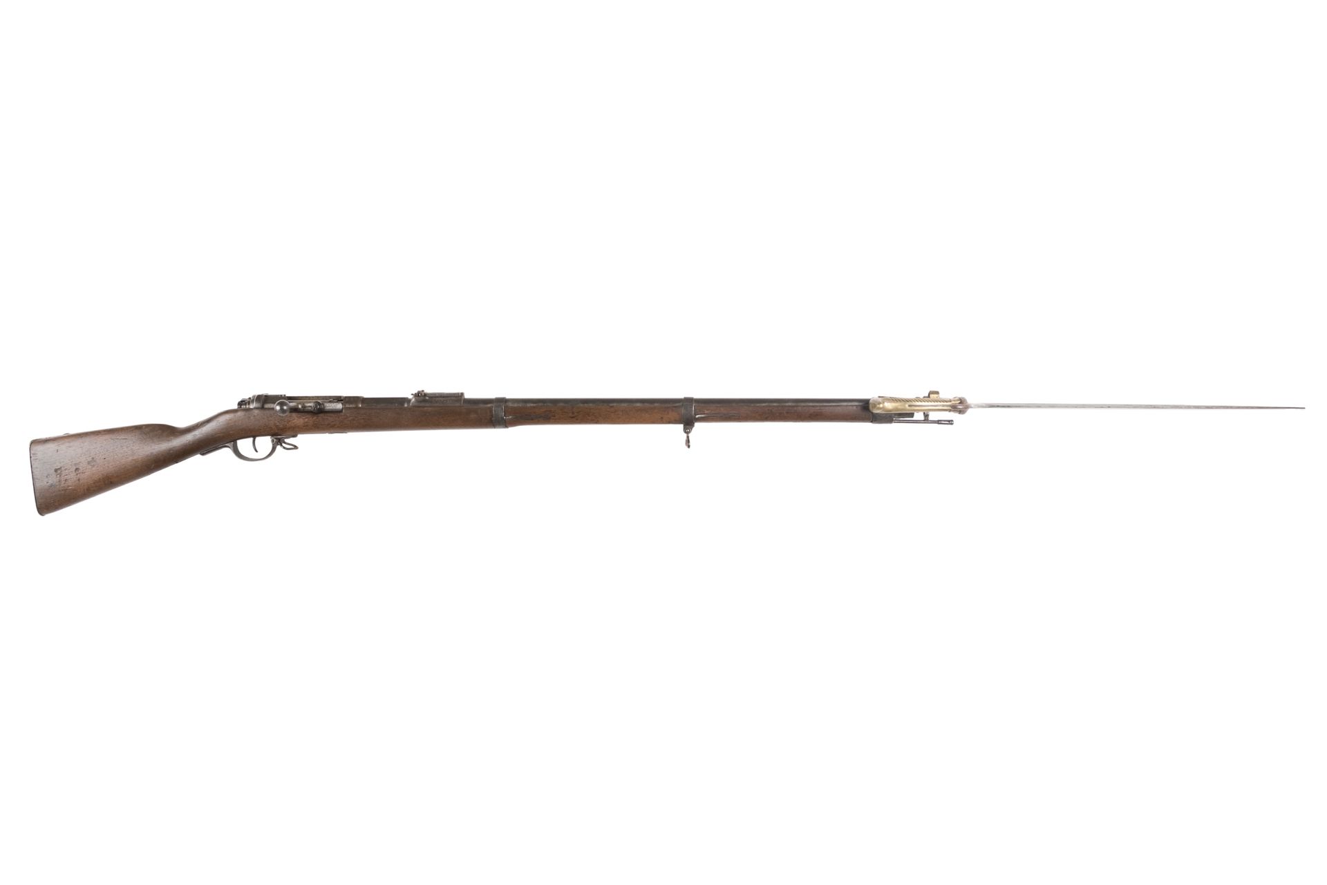 Null Gewehr 1871步枪，11毫米口径。

圆形枪管，带枪托，雷管上有 "DANTZIG "字样，并盖有印章，后壳上有1874年的 "IG Mod &hellip;