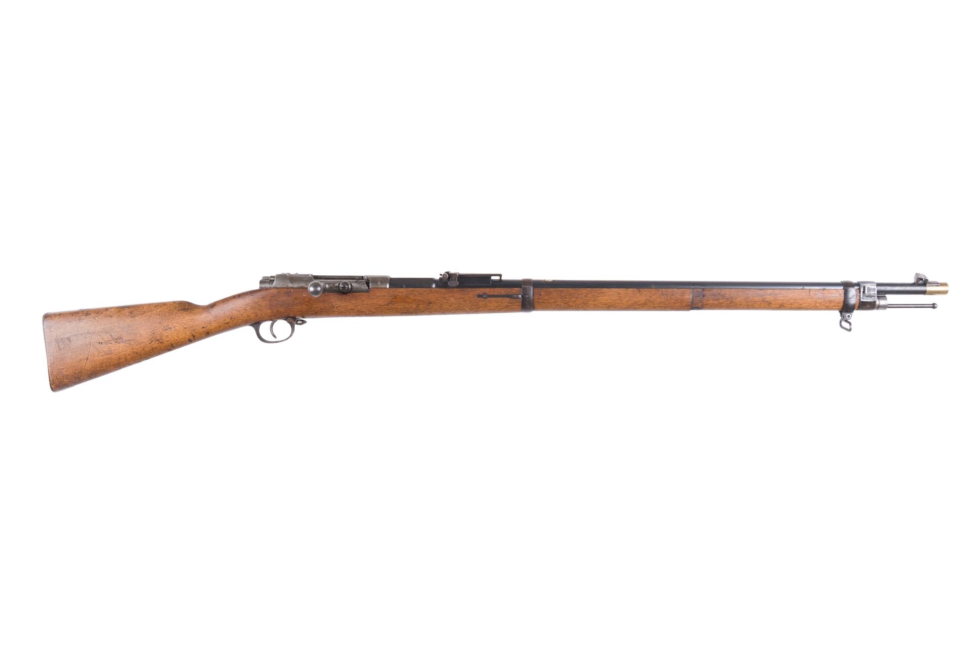 Null 毛瑟1871-84步枪，11毫米口径。

圆形枪管，带枪托，有雷鸣般的印记，青铜色，印有 "11.2 CAL"。枪托上标有1887年的 "IG Mod&hellip;