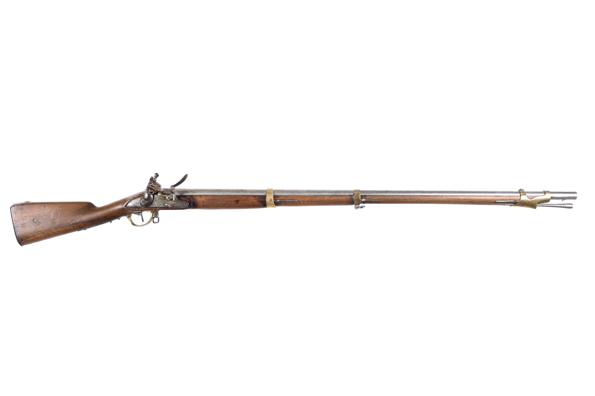 Null Flintlock rifle model An IX, attributed to the Navy.

Round barrel with sid&hellip;