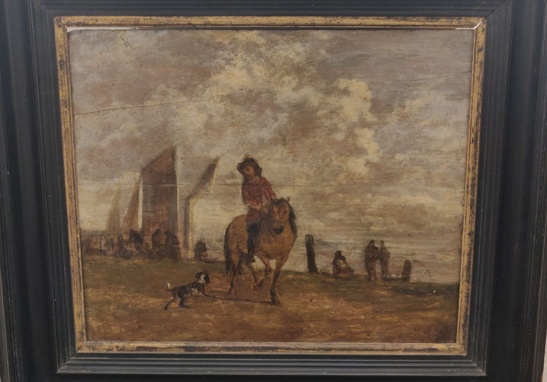Null 17世纪霍兰德学校，CUYP的追随者

骑士和他的狗

小组

在右下角有一个签名

37 x 46 厘米