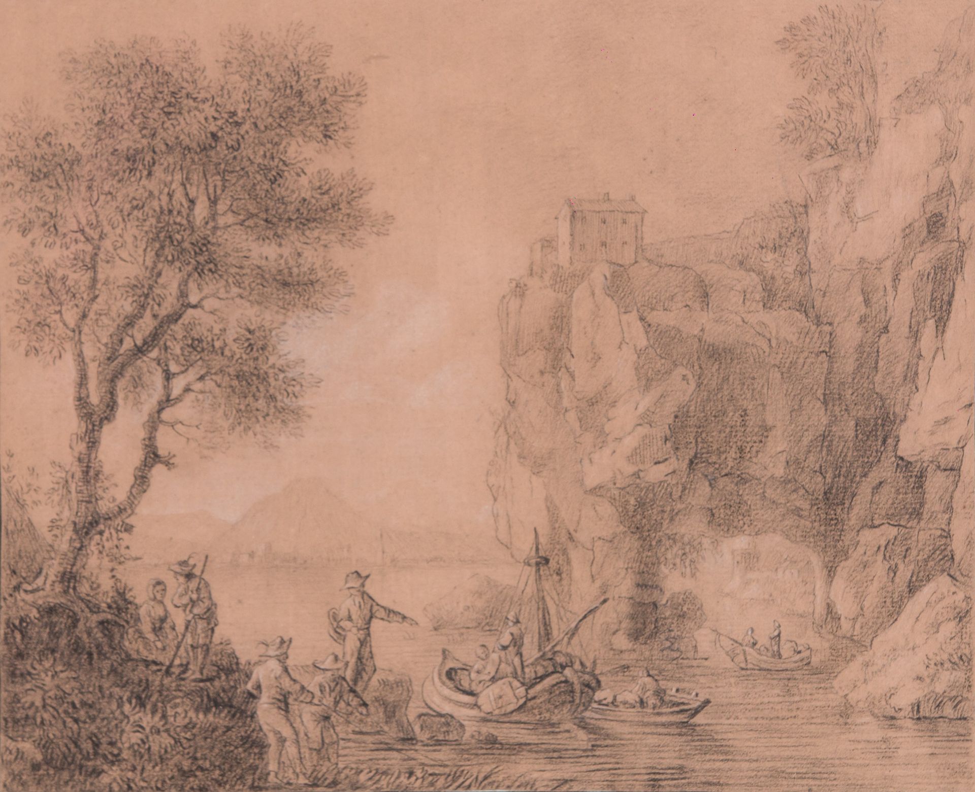 Null 18世纪法国学校，RINGUET ?

一对生动的河流景观

米色预制纸上的黑色铅笔和浅白色粉笔高光

15 x 18.2厘米；14.6 x 18厘米&hellip;