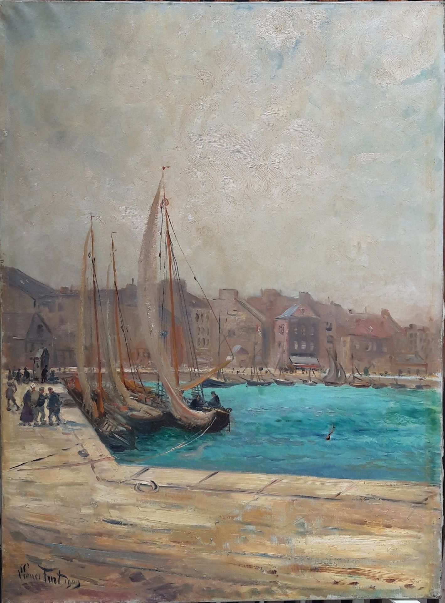 Null 
法国学校
港口的帆船

布面油画

左下方有签名

81 x 60厘米