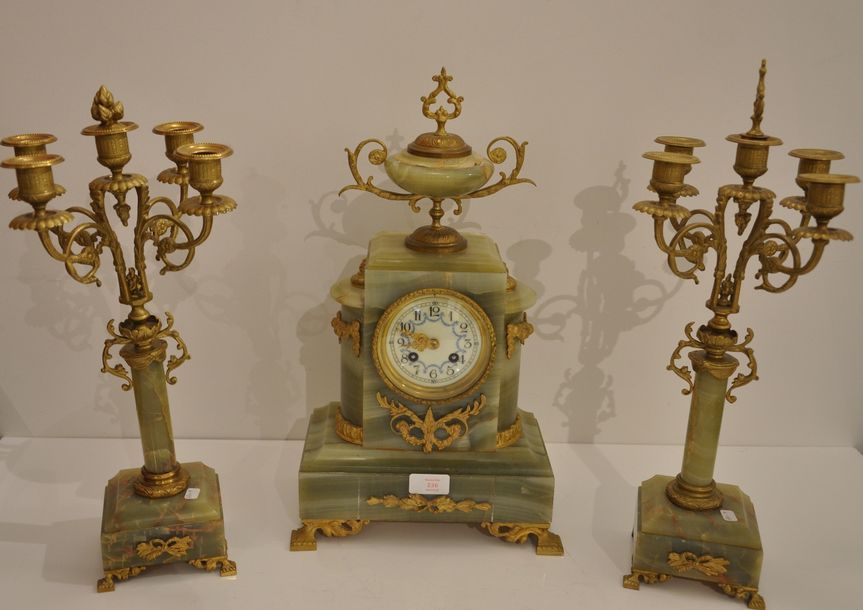 Null Onyx and gilt bronze mantelpiece. The candelabras with five arms of lights.&hellip;